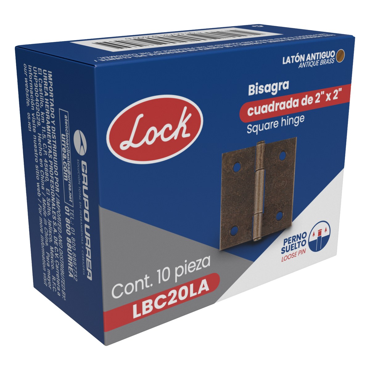 Bisagra cuadrada perno suelto de acero latón antiguo 2" x 2" Lock - Imagen 2