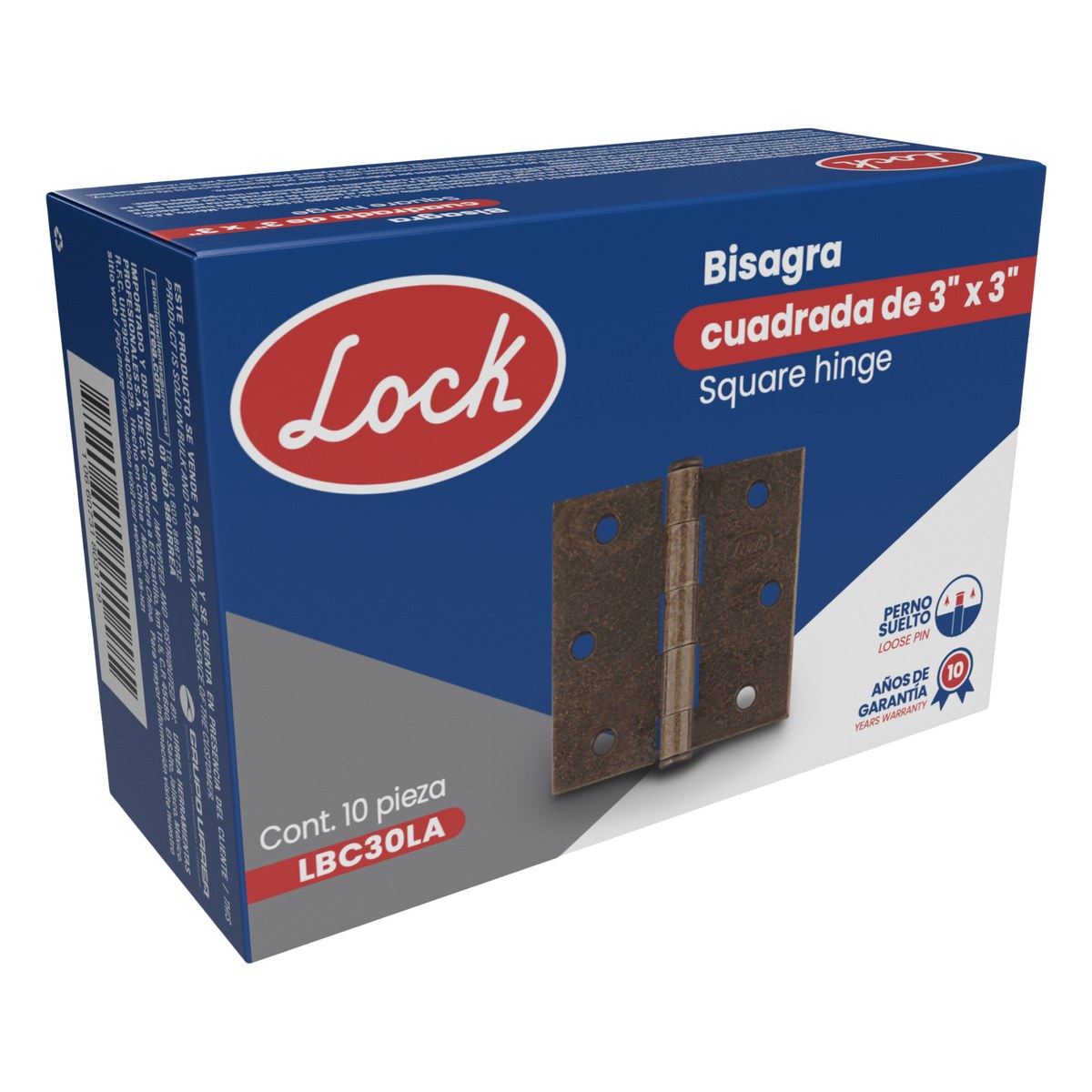 Bisagra cuadrada perno suelto de acero latón antiguo 3" x 3" Lock - Imagen 2