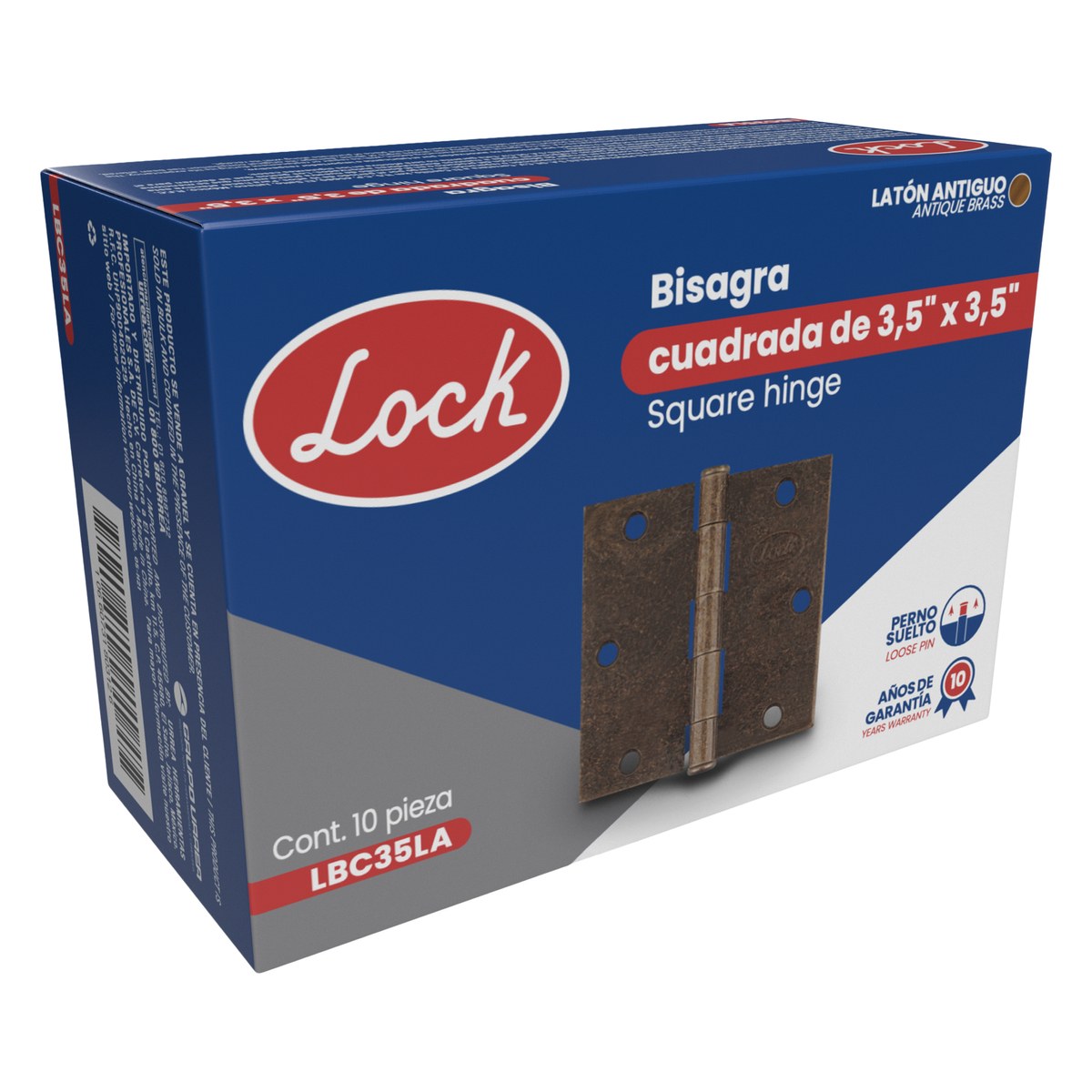 Bisagra cuadrada perno suelto de acero latón antiguo 3.5" x 3.5" Lock - Imagen 2