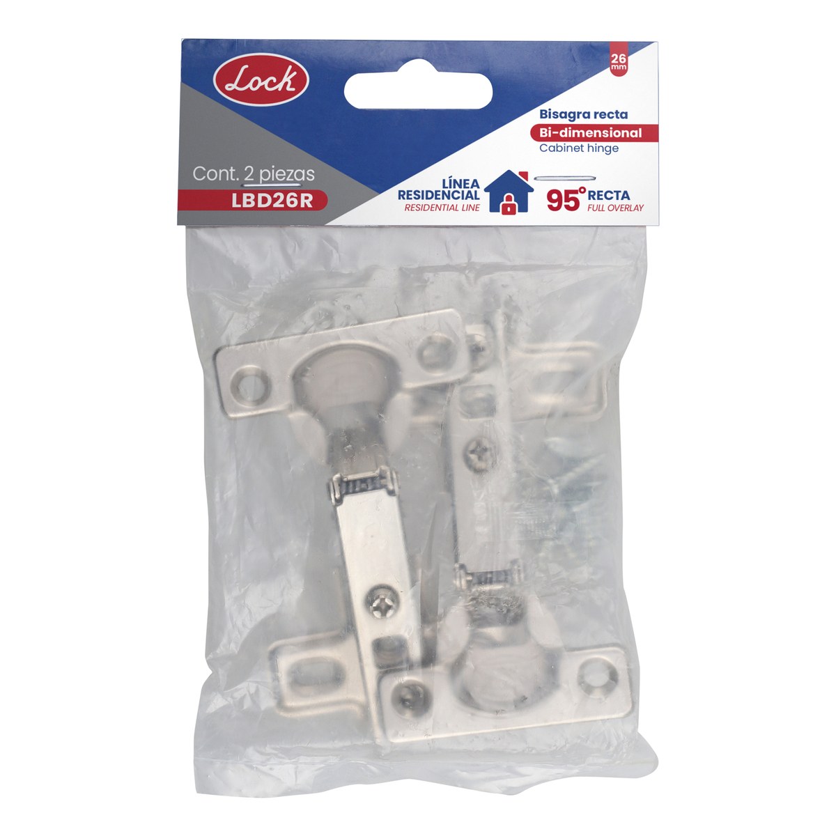 Bisagra recta bidimensional 26 mm Lock - Imagen 2