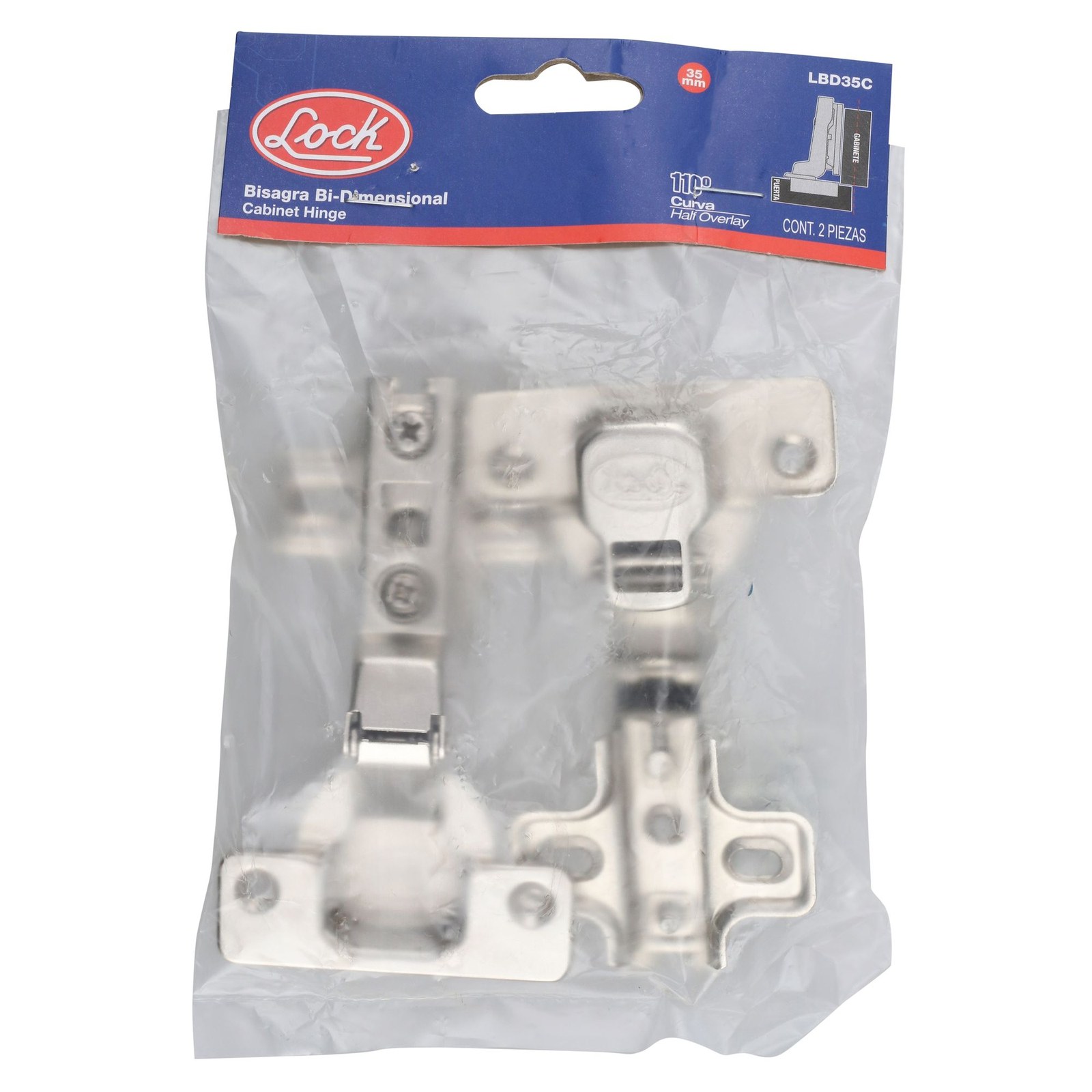 Bisagra curva bidimensional 35 mm Lock - Imagen 2