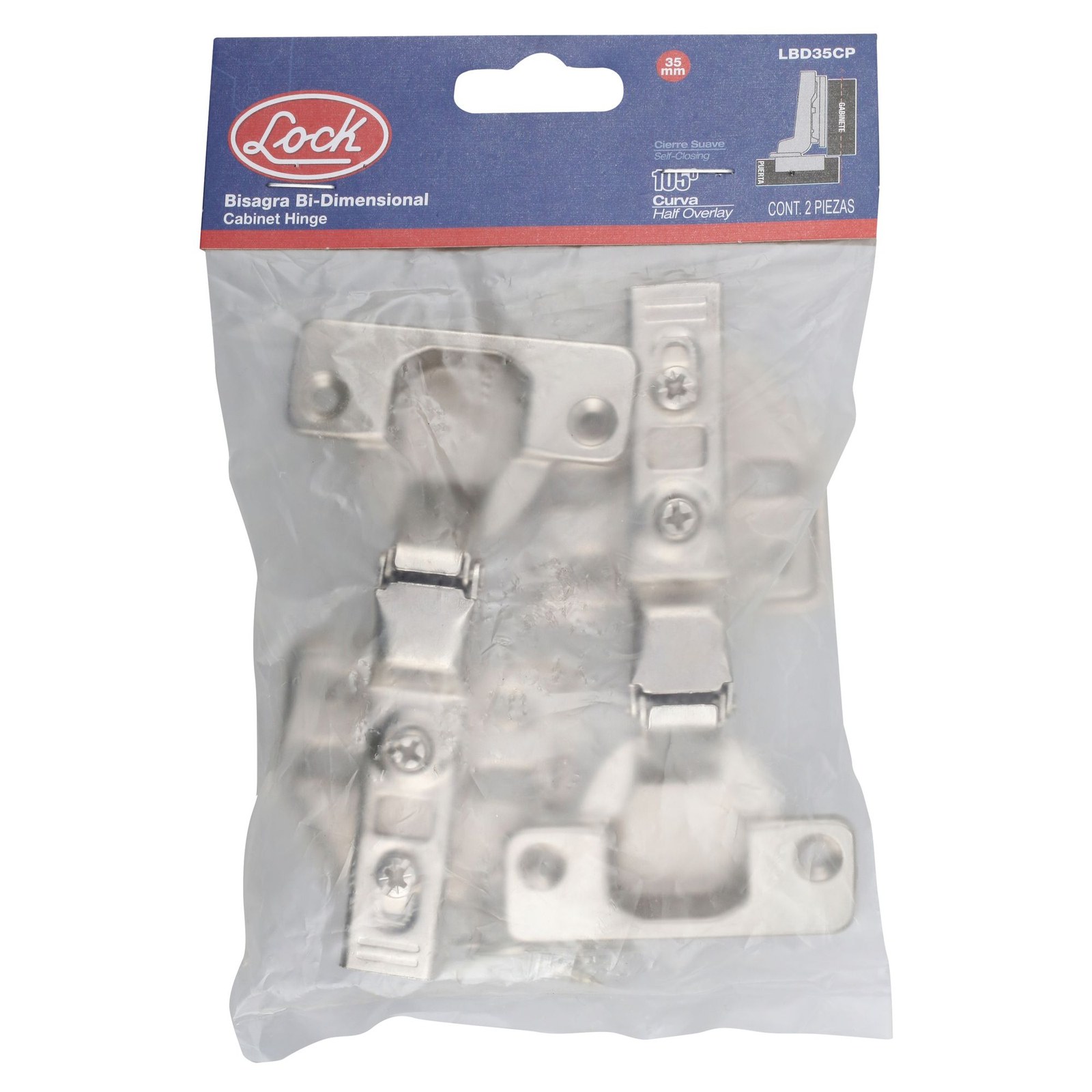 Bisagra curva bidimensional 35 mm, cierre suave Lock - Imagen 3
