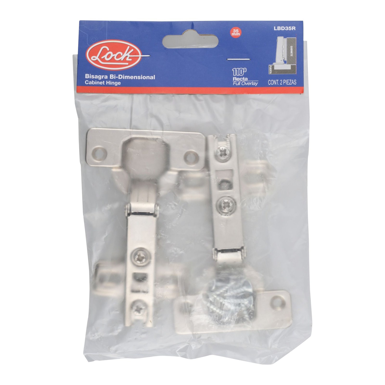 Bisagra recta bidimensional 35 mm Lock - Imagen 2