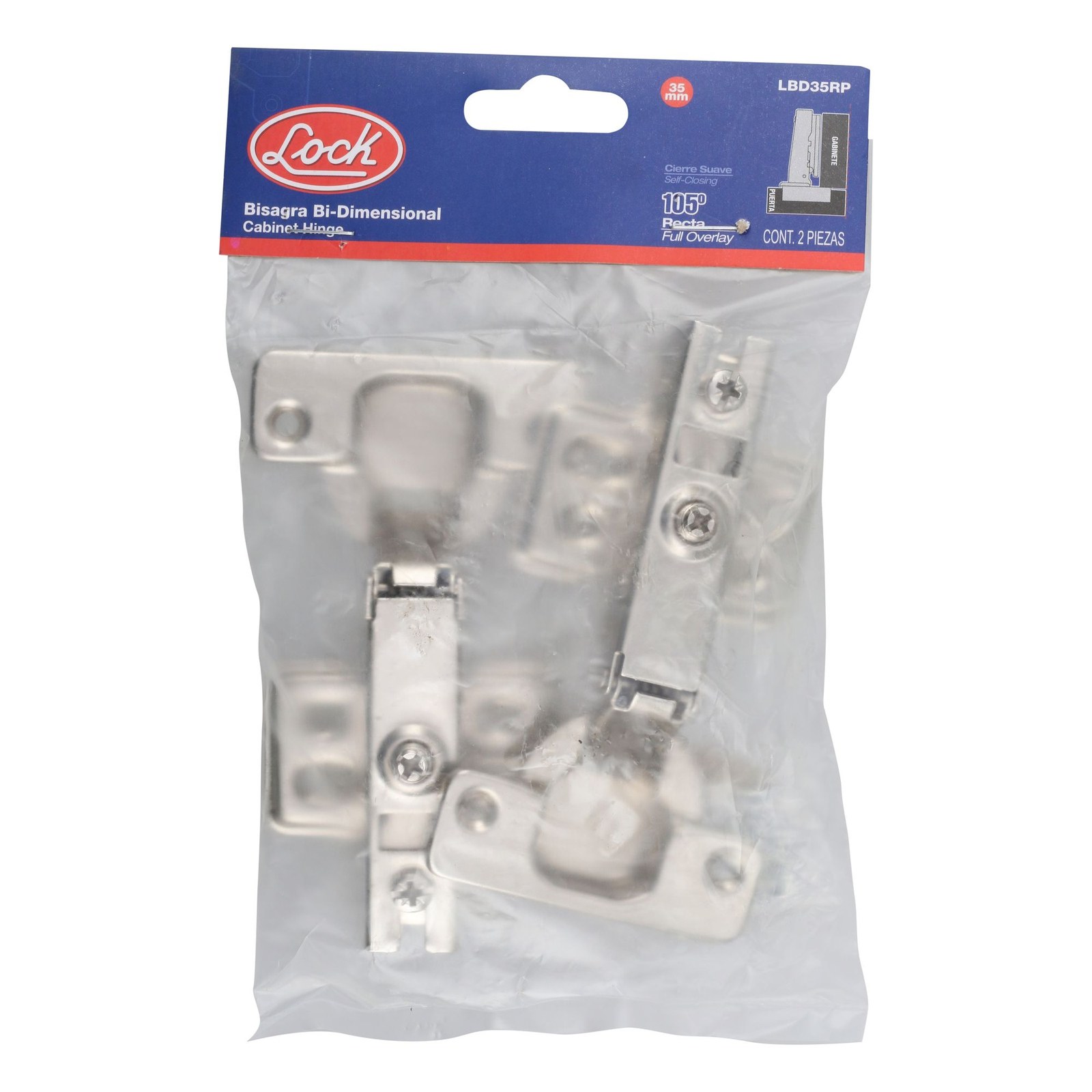 Bisagra recta bidimensional 35 mm, cierre suave Lock - Imagen 3