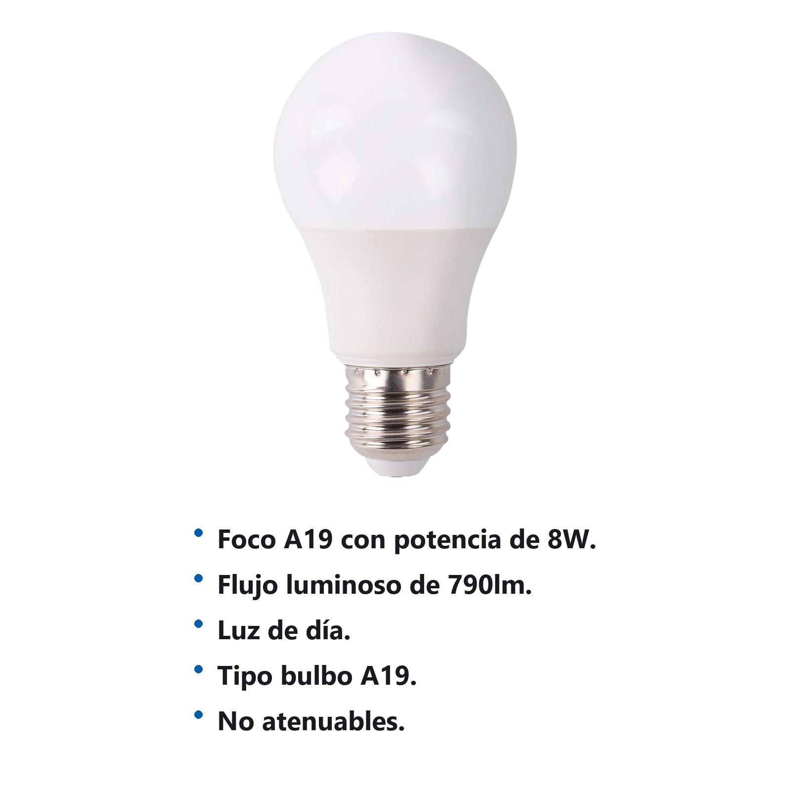 Lámpara de LED tipo bulbo A19, 8 W luz de día Foy - Imagen 2