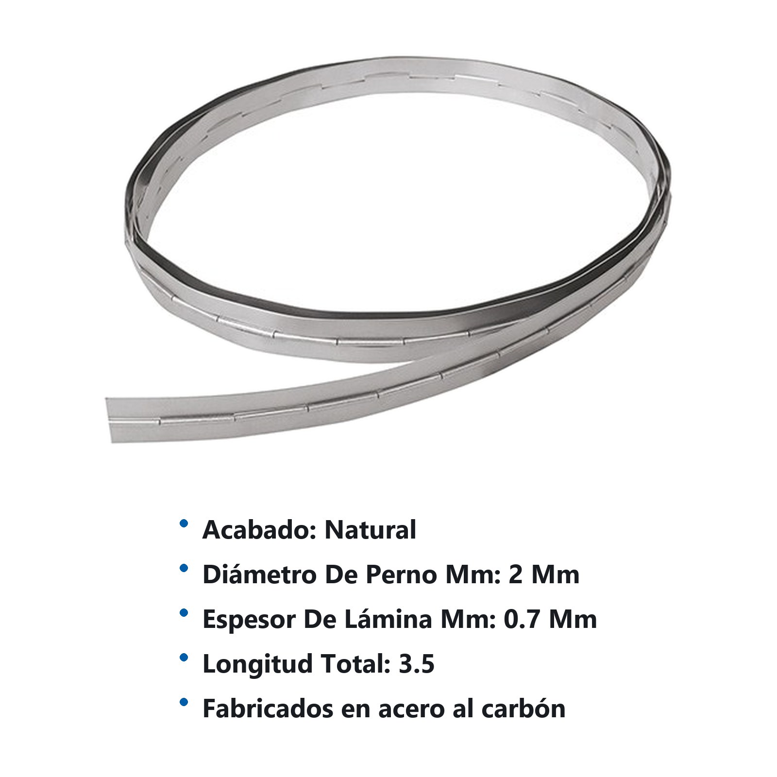 Bisagra piano 1-1/2" x 3.5 m, natural, en caja Lock - Imagen 2
