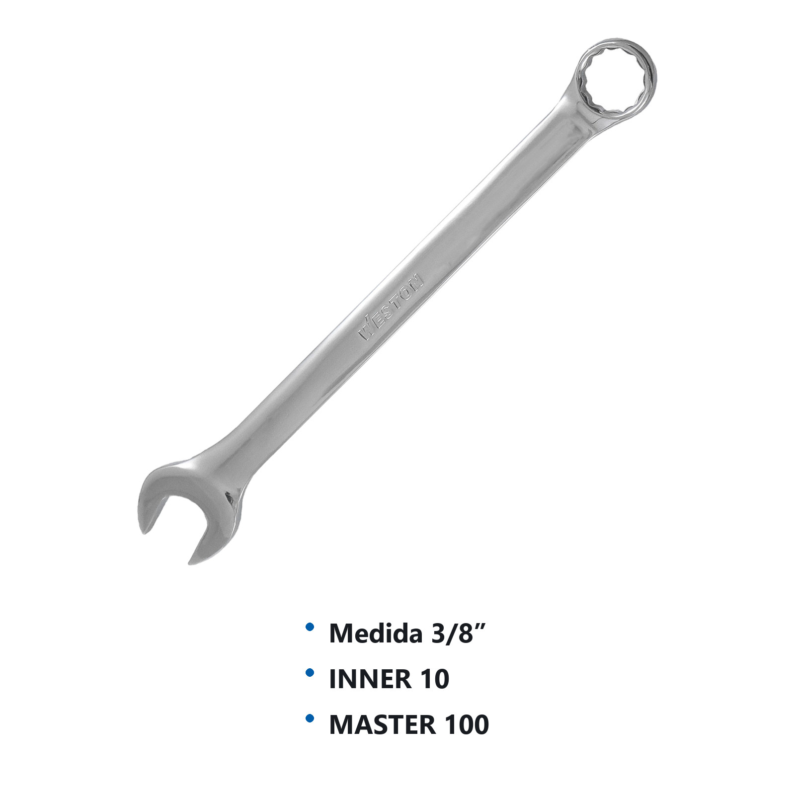 LLAVE COMBINADA CrV PULIDO ESPEJO FRACCIONAL 3/8" - Imagen 4