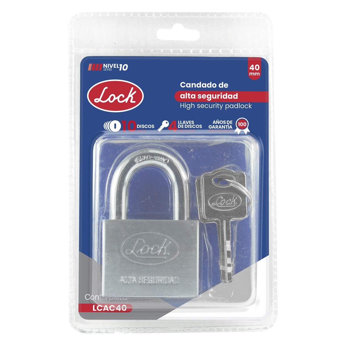 Candado de alta seguridad 40 mm, llave de disco Lock - Imagen 2