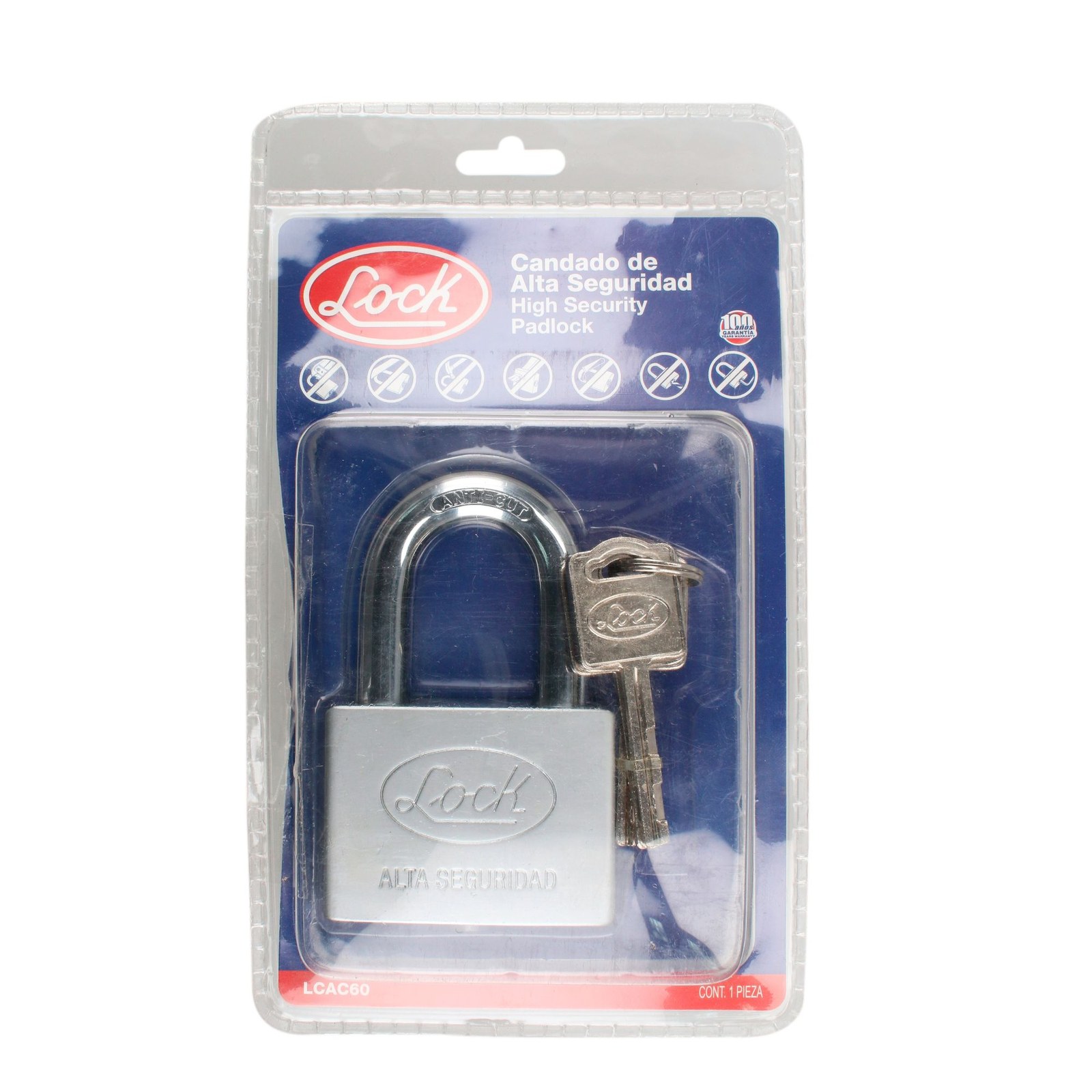 Candado de alta seguridad 60 mm, llave de disco Lock - Imagen 3