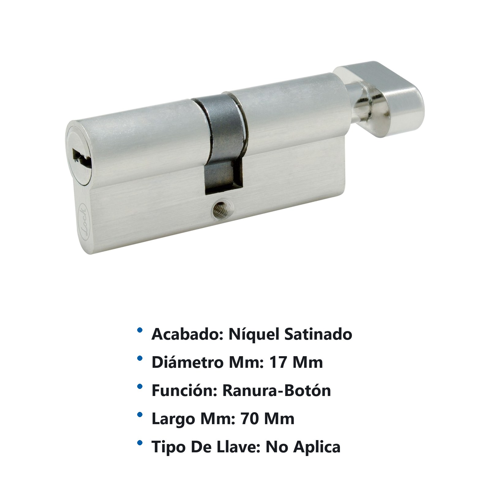 Cilindro europeo 70 mm función sencila, níquel satinado, ranura mariposa, en caja Lock - Imagen 2