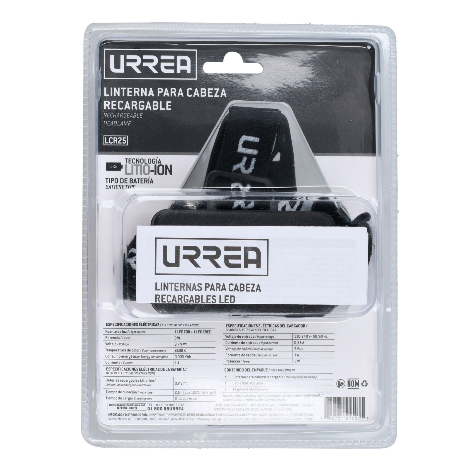 Linterna de LED para cabeza recargable de 250 lm Urrea - Imagen 3