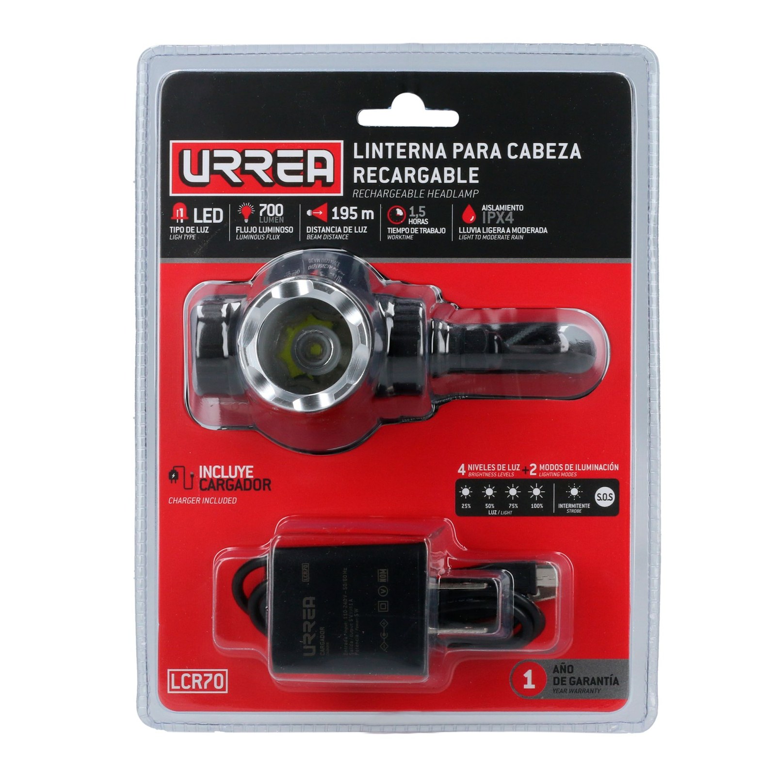 Linterna de LED para cabeza recargable de 700 lm Urrea - Imagen 2