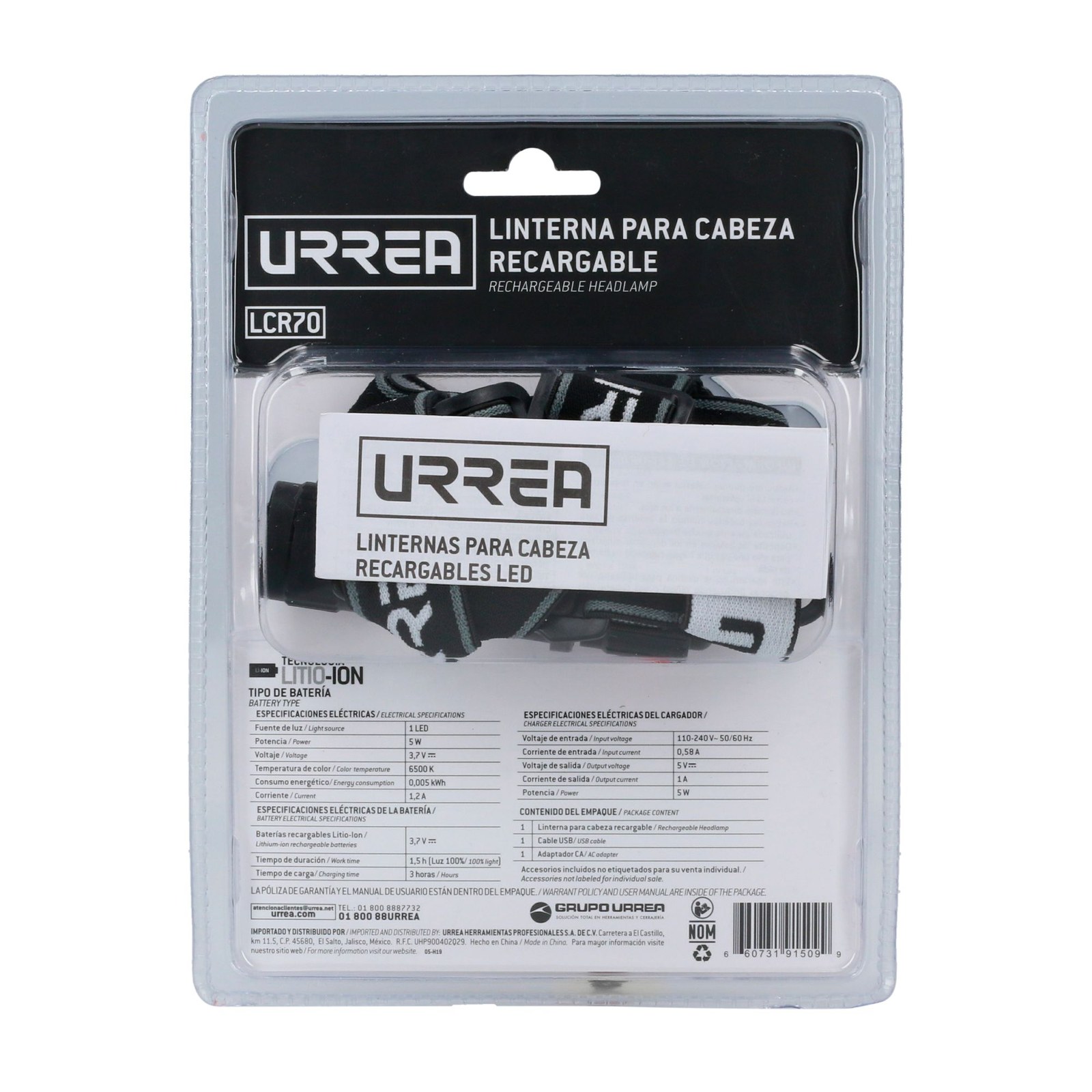 Linterna de LED para cabeza recargable de 700 lm Urrea - Imagen 3