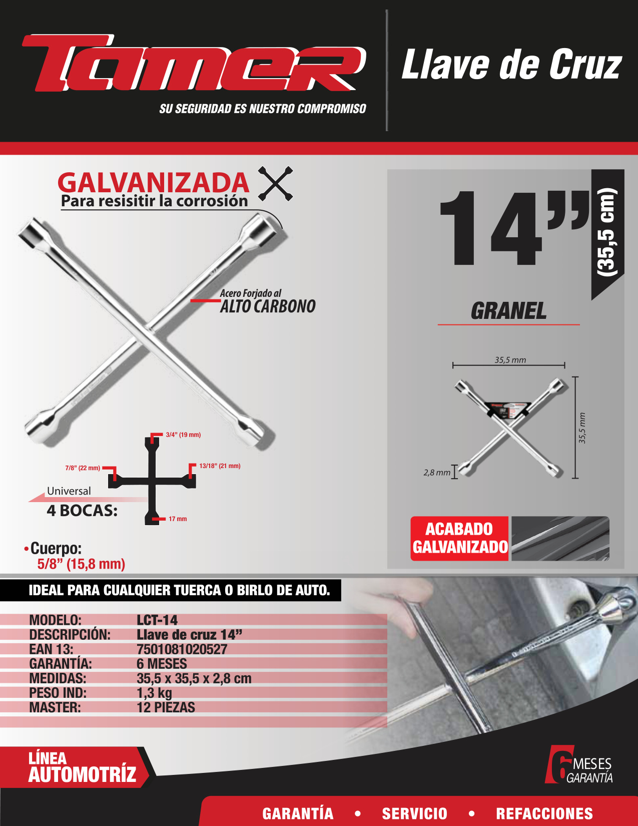 TAMER LCT-14 Llave de Cruz (14") - Imagen 4