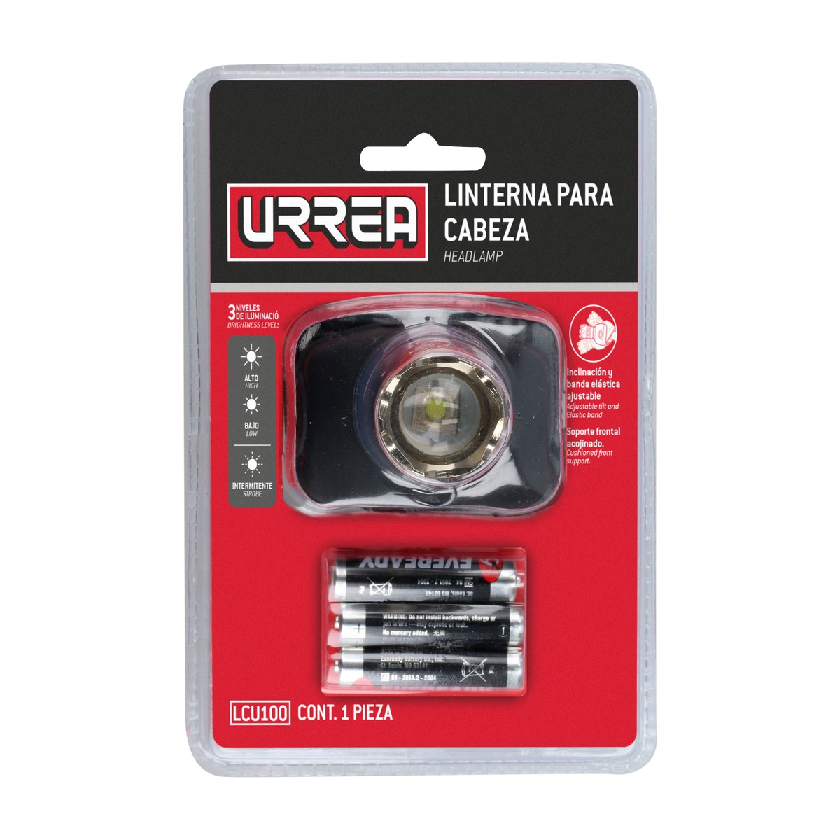 Linterna de LED para cabeza a baterías 3 pilas "AAA" de 100 lm Urrea - Imagen 2
