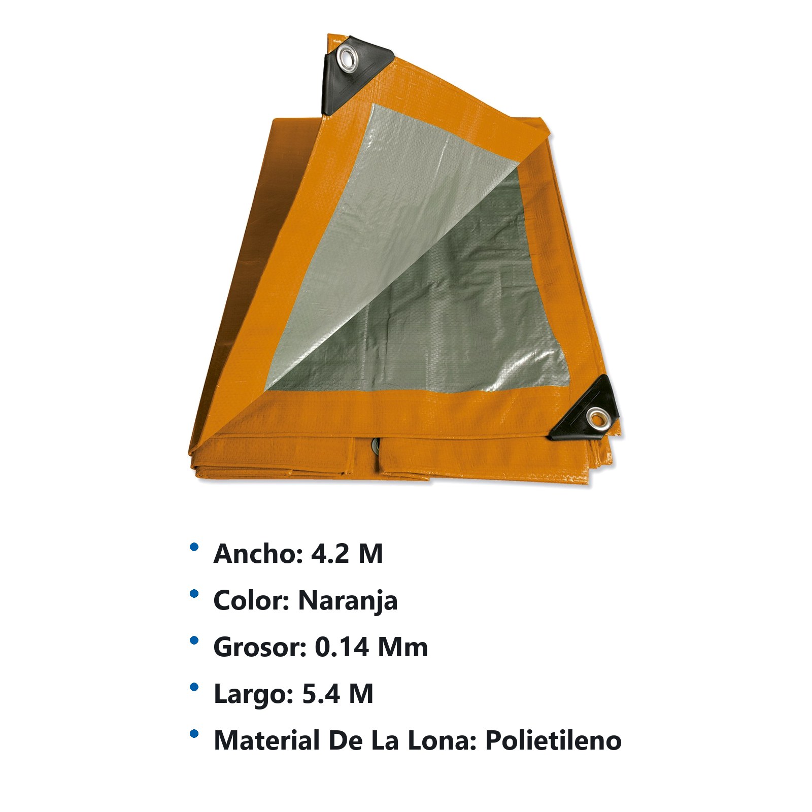 Lona de polietileno color naranja con fondo plata, 4.26 x 5.48 m Foy - Imagen 2