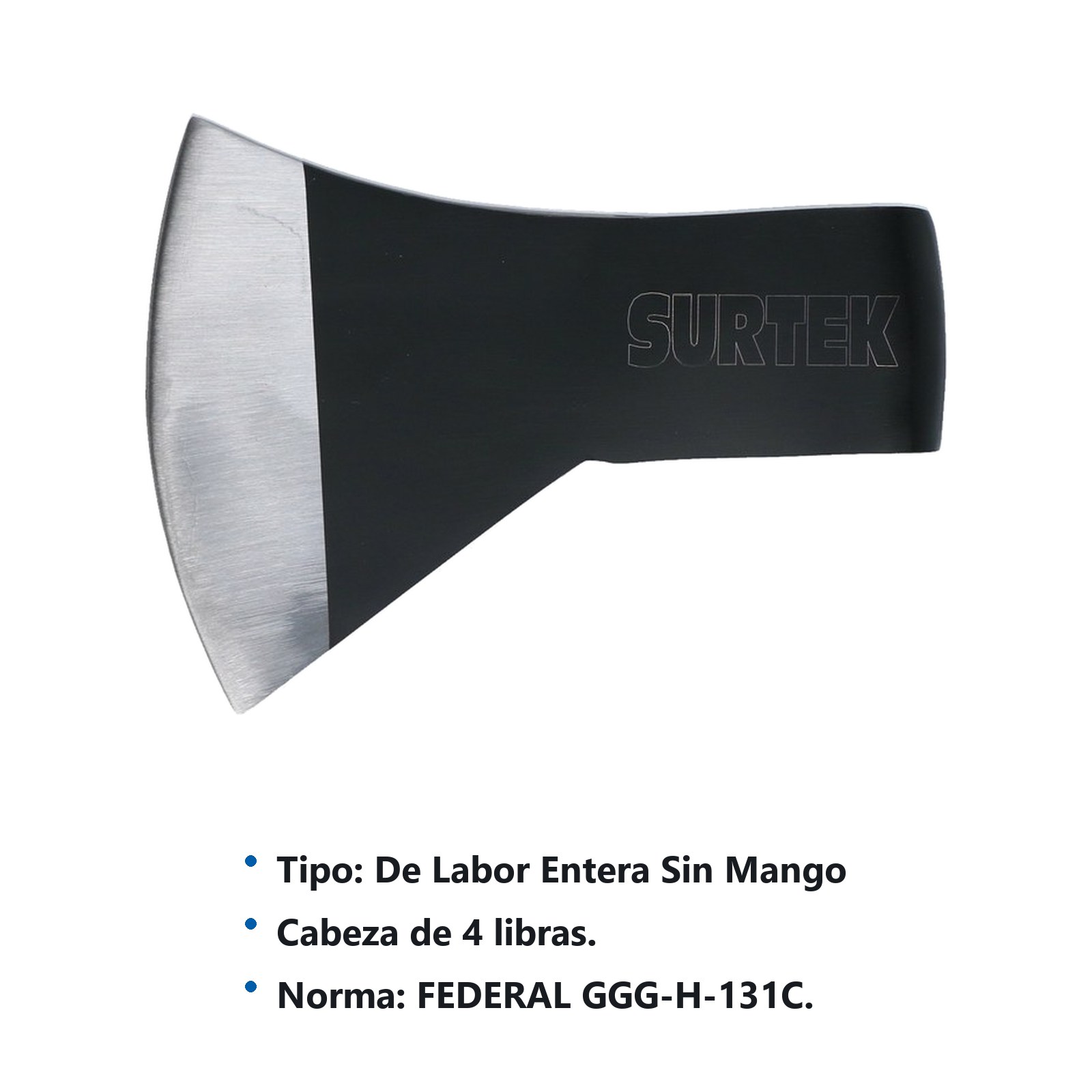 Hacha de labor entera con cabeza forjada en acero sin mango, 4 lb Surtek - Imagen 3