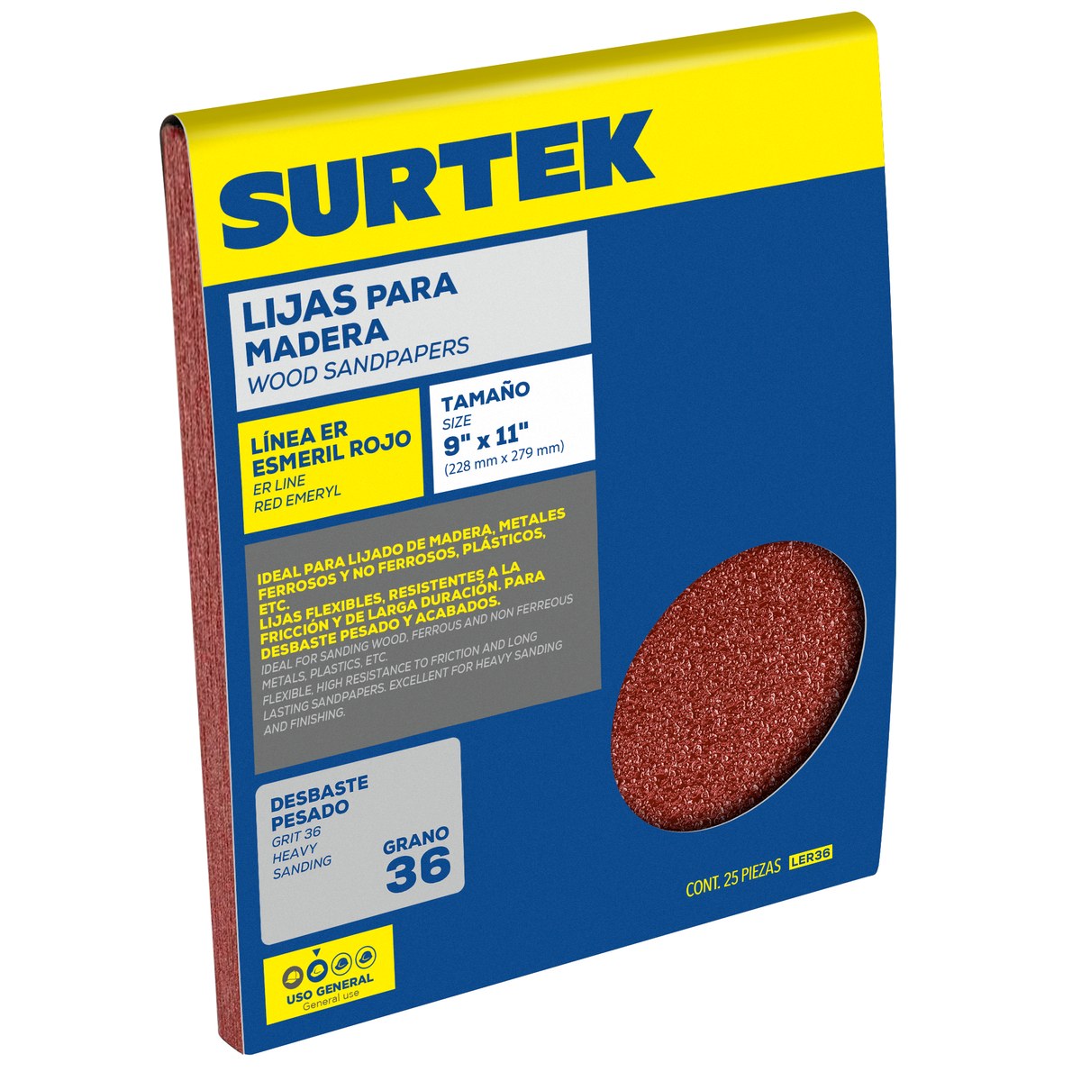 Lija roja para esmeril, grano 36 Surtek - Imagen 2