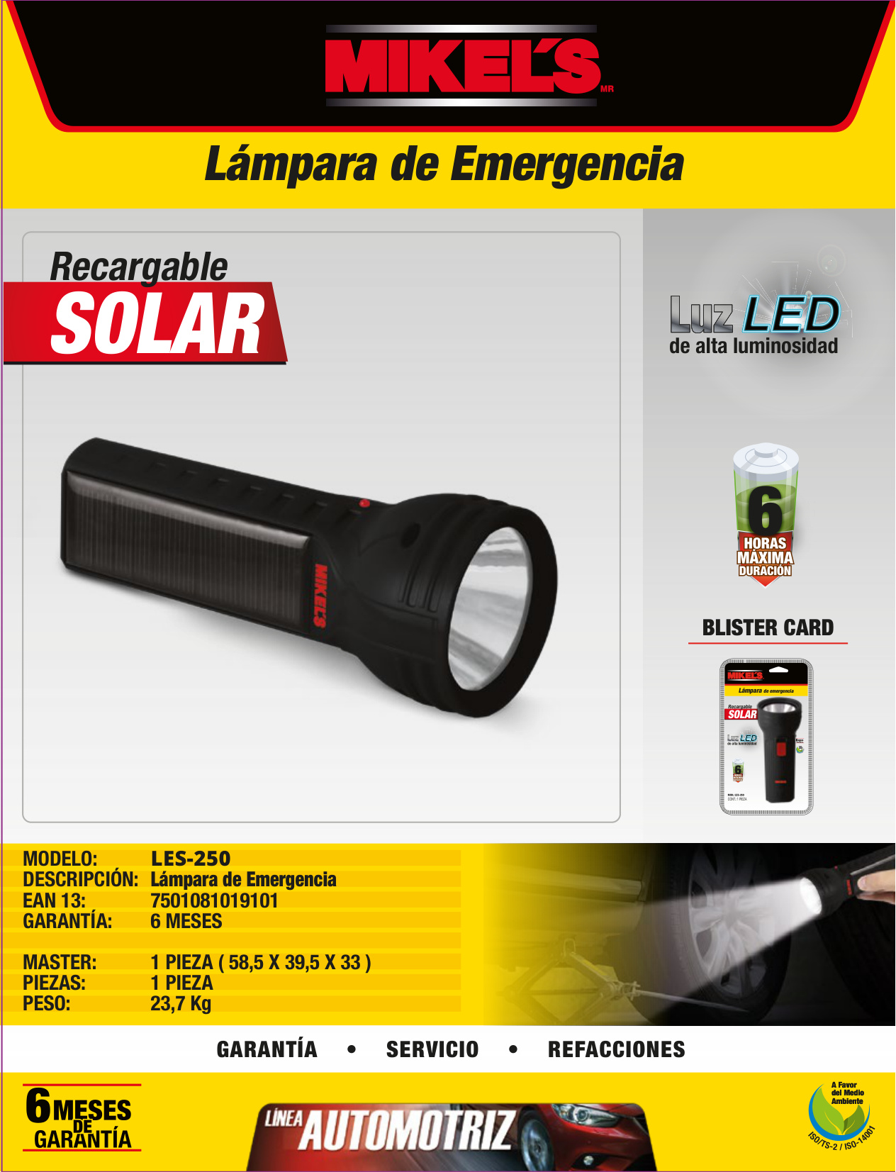 MIKELS LES-250 Lámpara  solar de emergencia (250 mAh) - Imagen 4