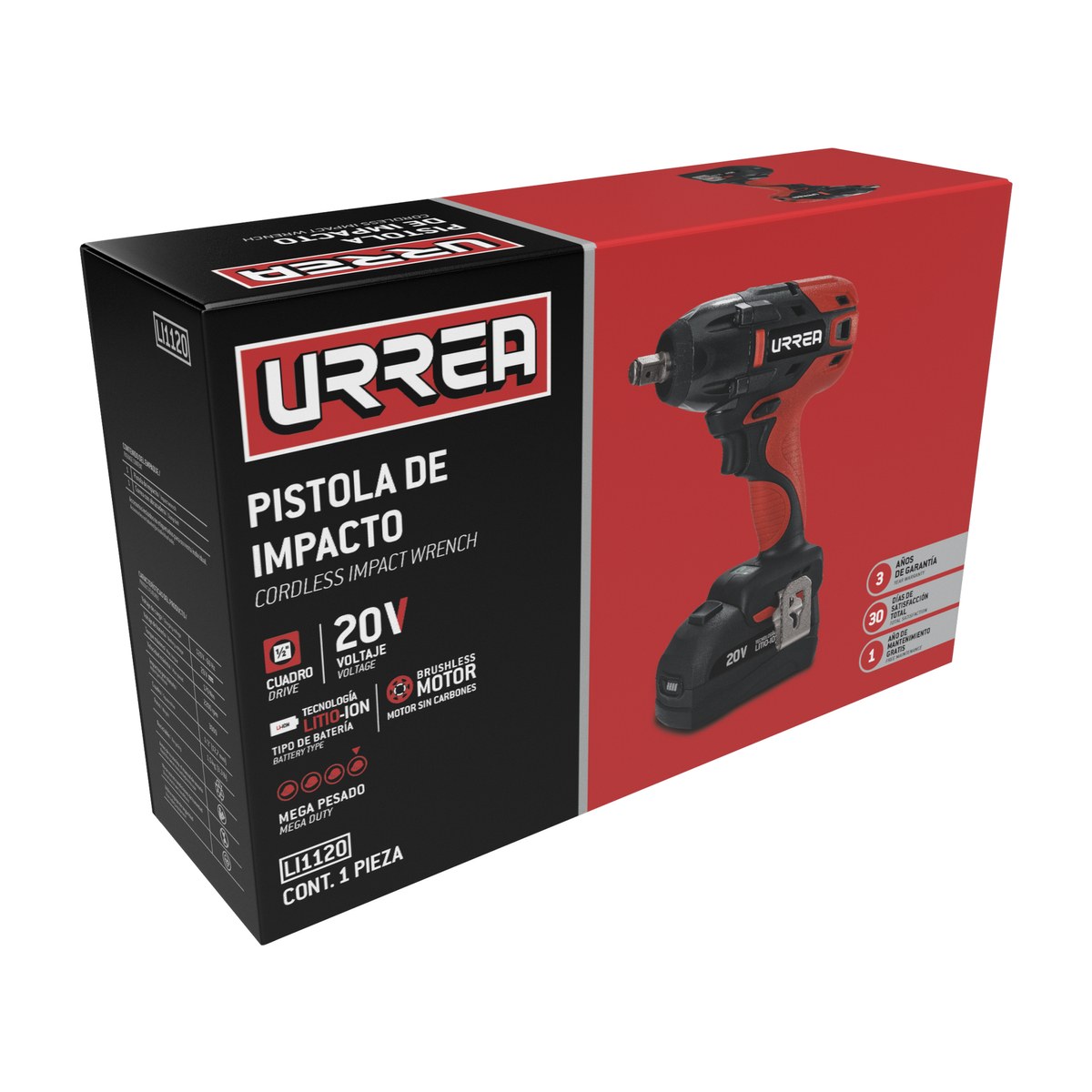 Pistola de impacto 1/2" a batería Litio-ion 20 V 170 Nm Urrea - Imagen 2