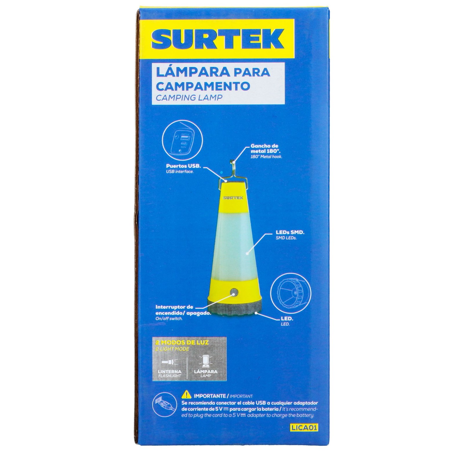 Linterna de LED para campamento recargable de 180 lm Surtek - Imagen 3