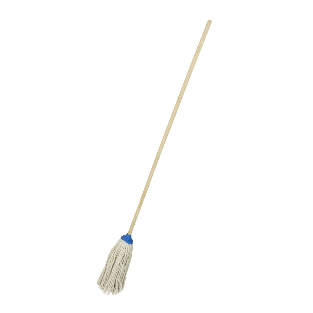 Trapeador de pabilo de algodón con bastón de madera 120 cm, 300 gr Foy