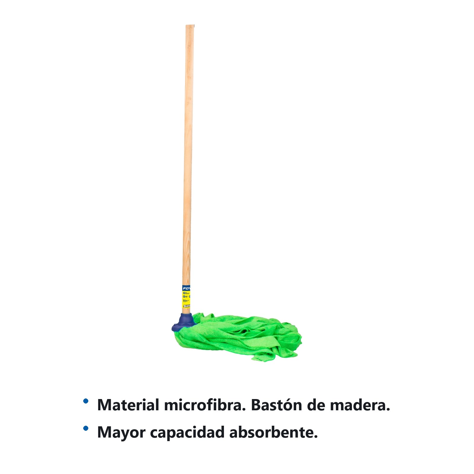 Trapeador de microfibra con bastón de madera 120 cm, 470 gr Foy - Imagen 2