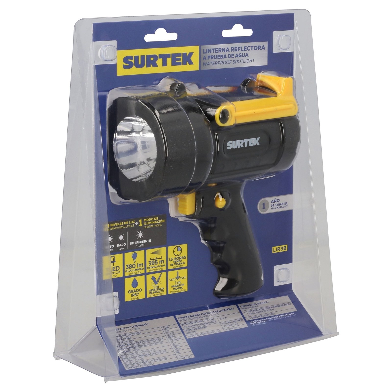 Linterna de LED reflectora recargable de 380 lm Surtek - Imagen 3