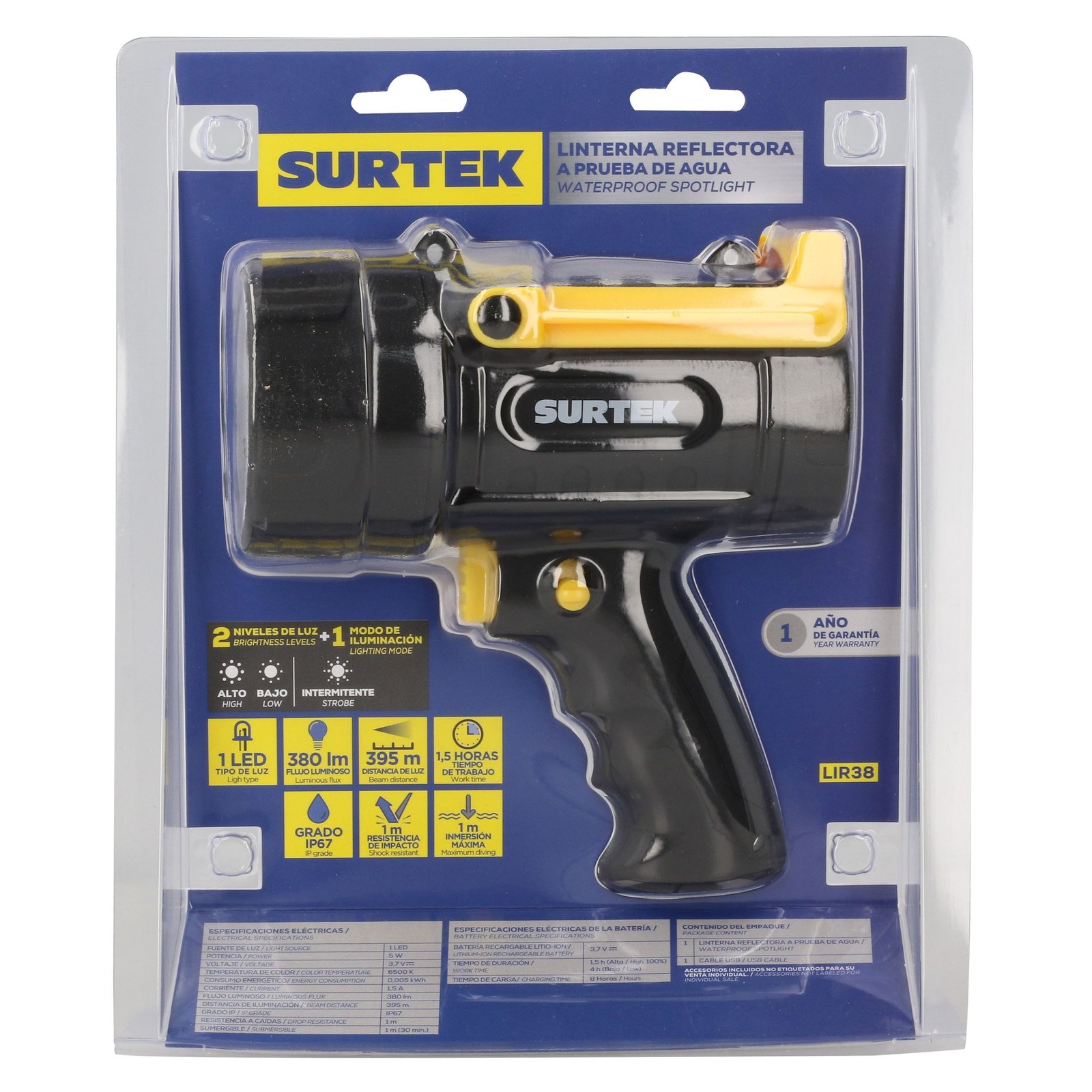 Linterna de LED reflectora recargable de 380 lm Surtek - Imagen 4