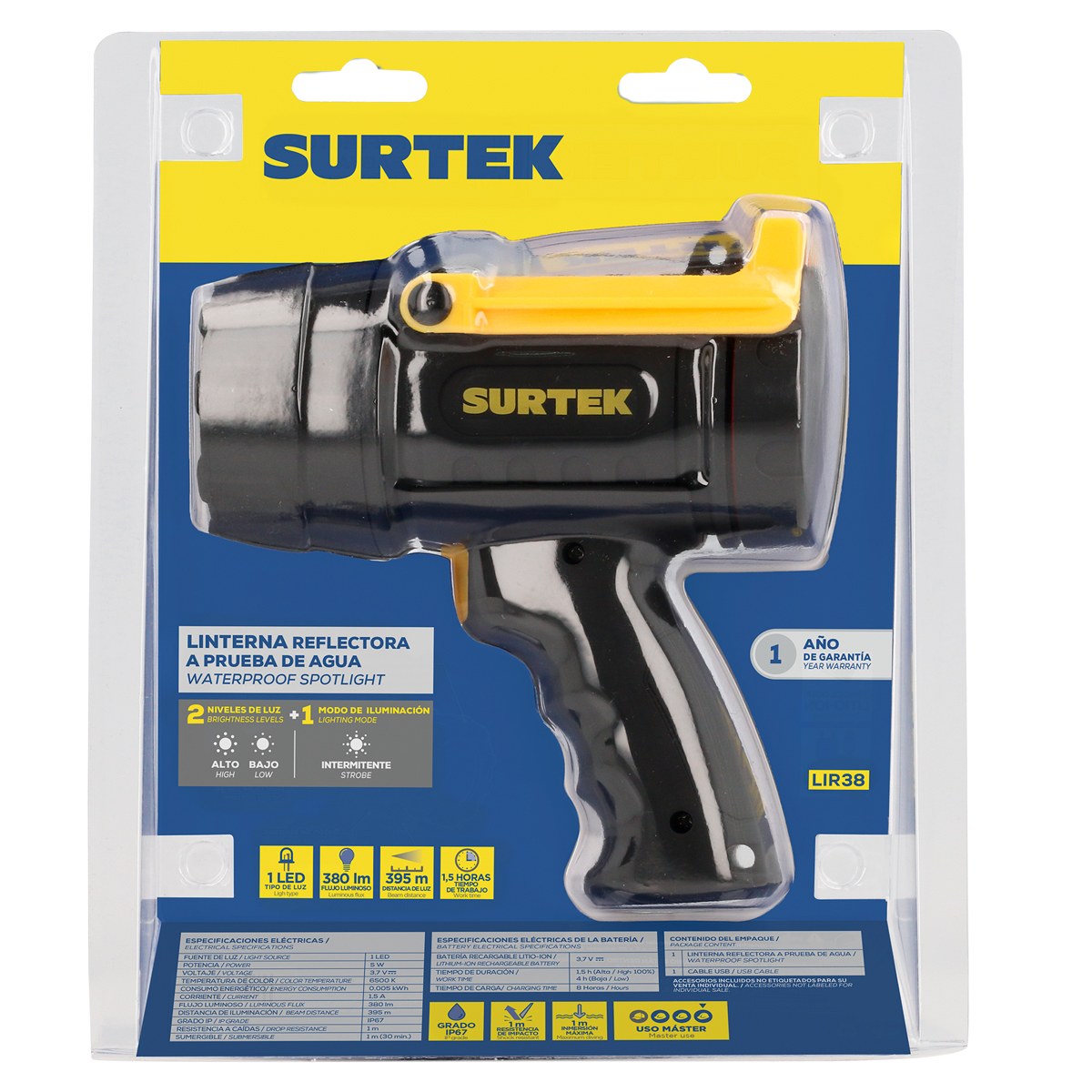 Linterna de LED reflectora recargable de 700 lm Surtek - Imagen 3