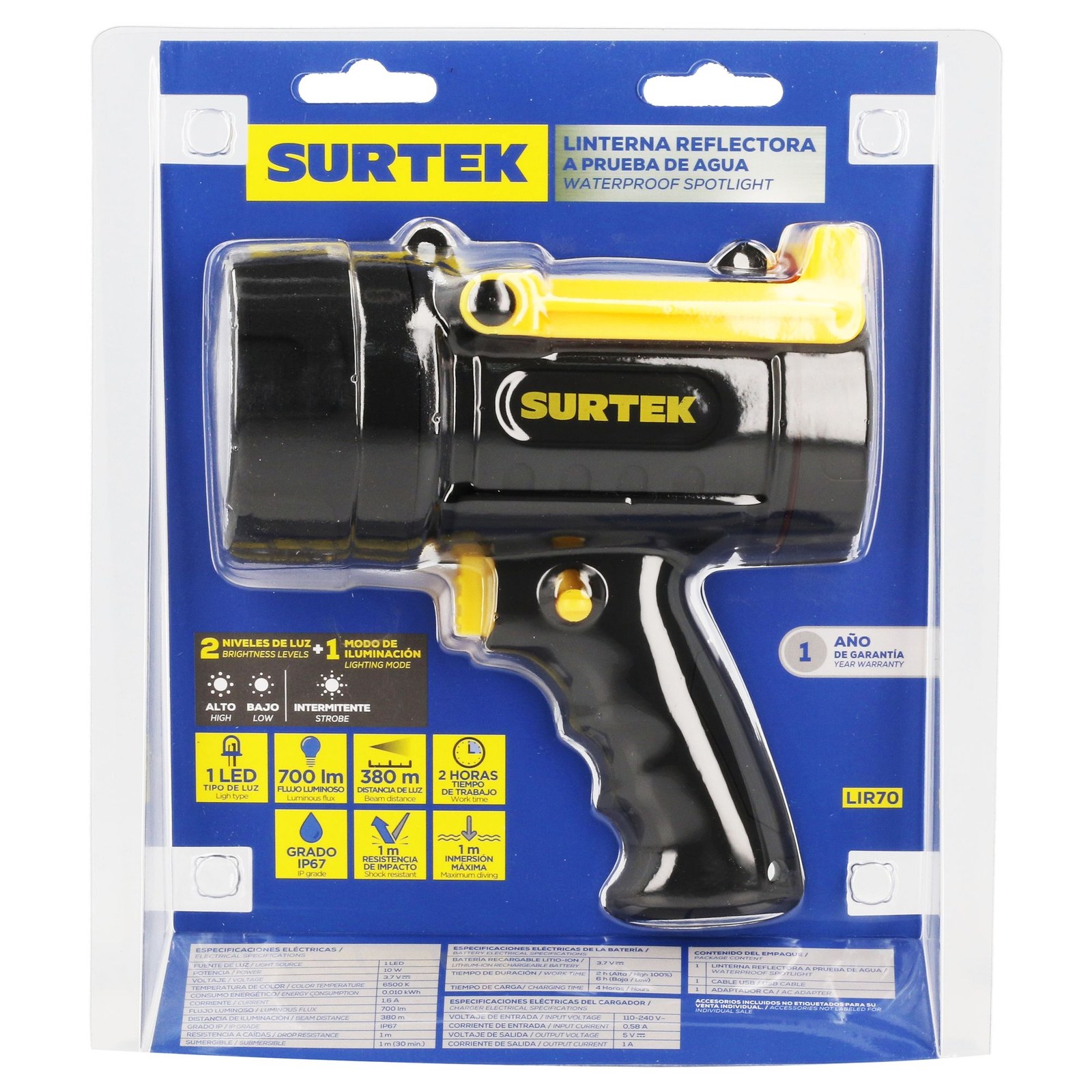 Linterna de LED reflectora recargable de 700 lm Surtek - Imagen 4
