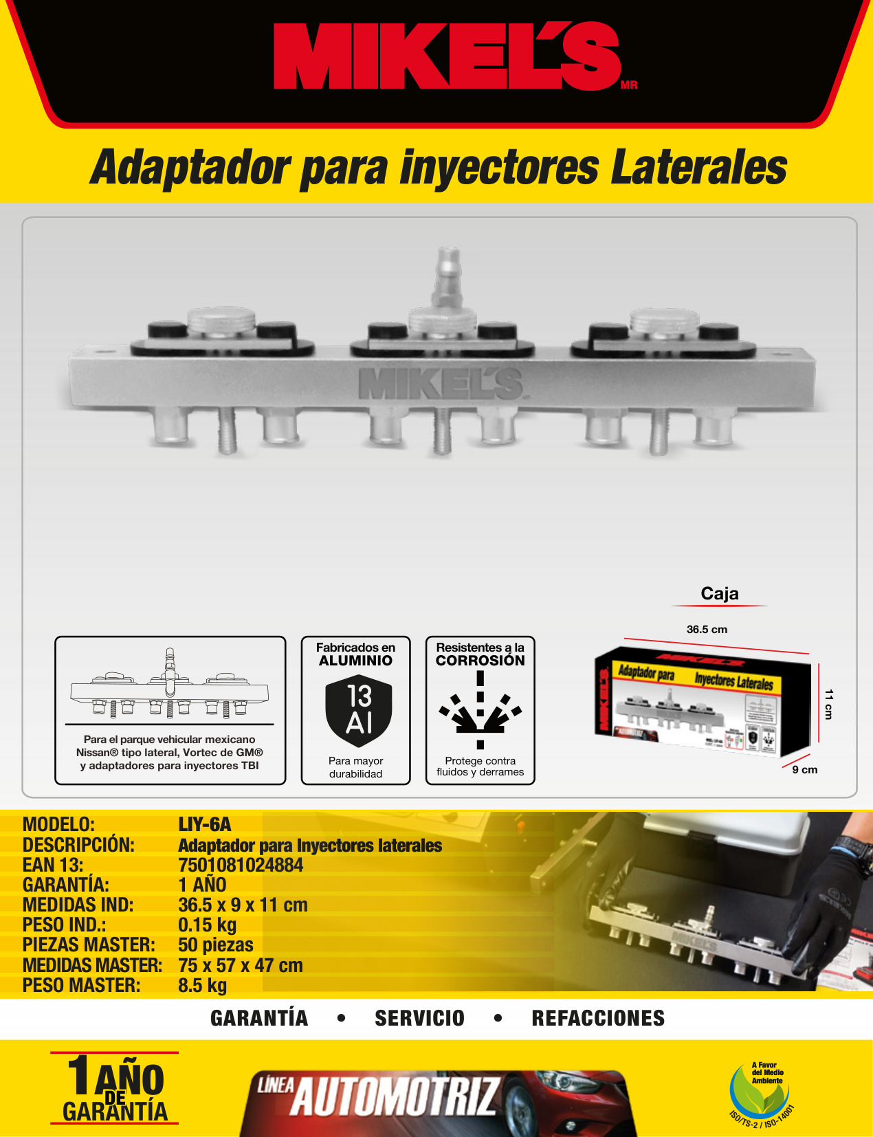 MIKELS LIY-6A Adaptador para inyectores laterales - Imagen 2
