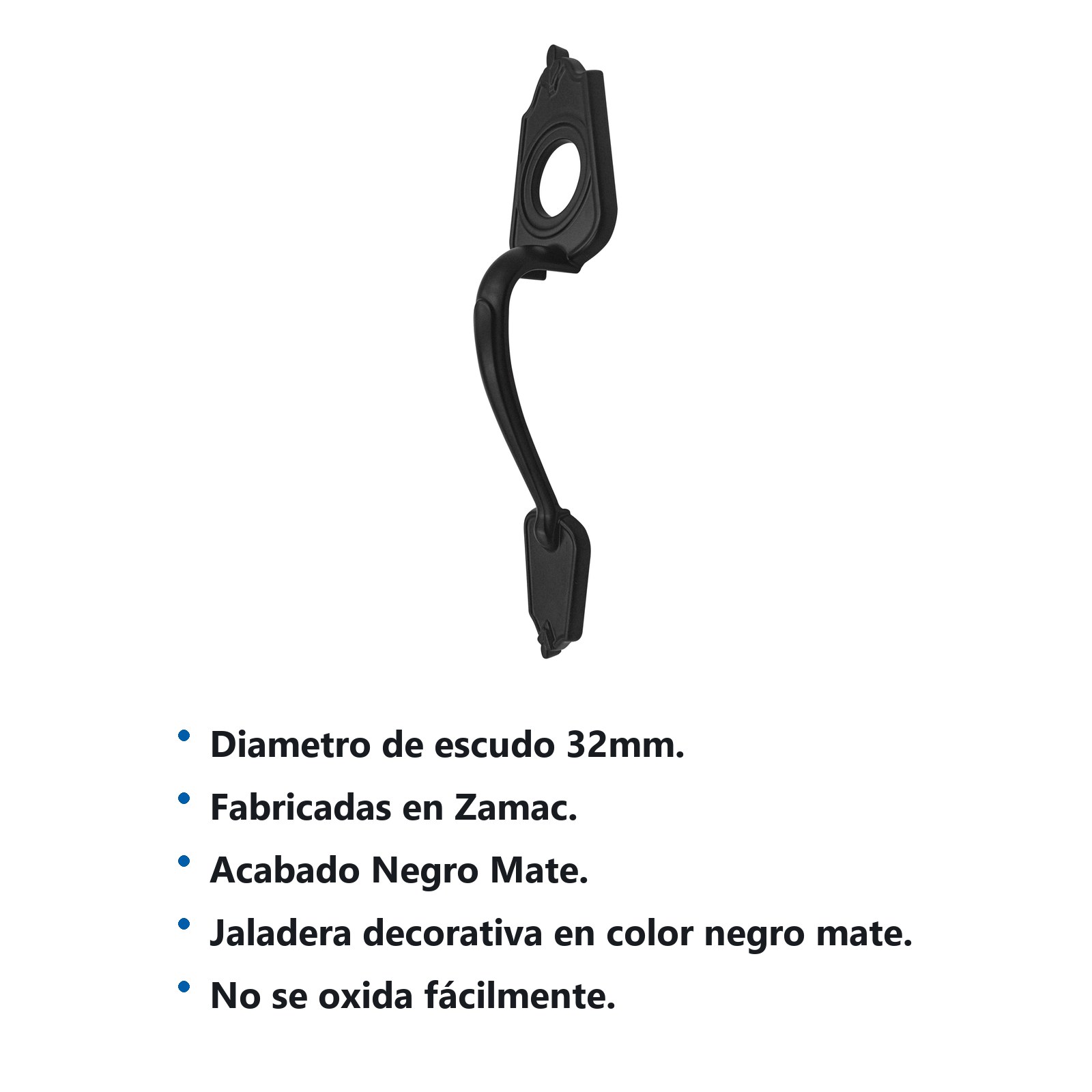 Jaladera para cerradura de sobreponer, negro mate, en caja Lock - Imagen 2