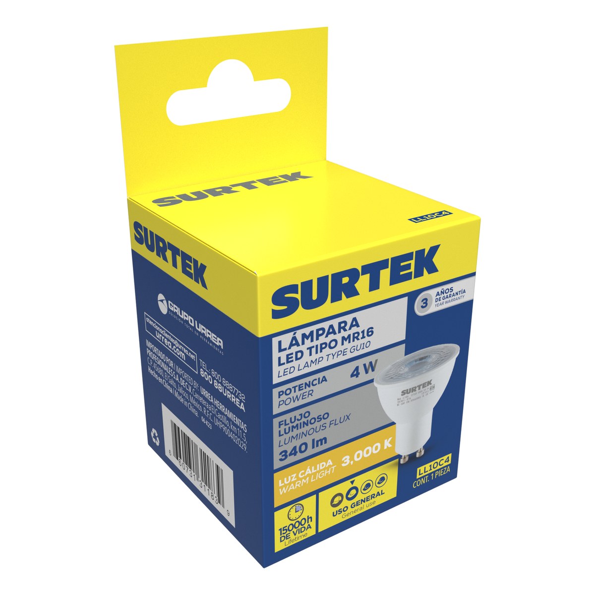 Lámpara de LED tipo GU10, 4 W luz cálida Surtek - Imagen 2