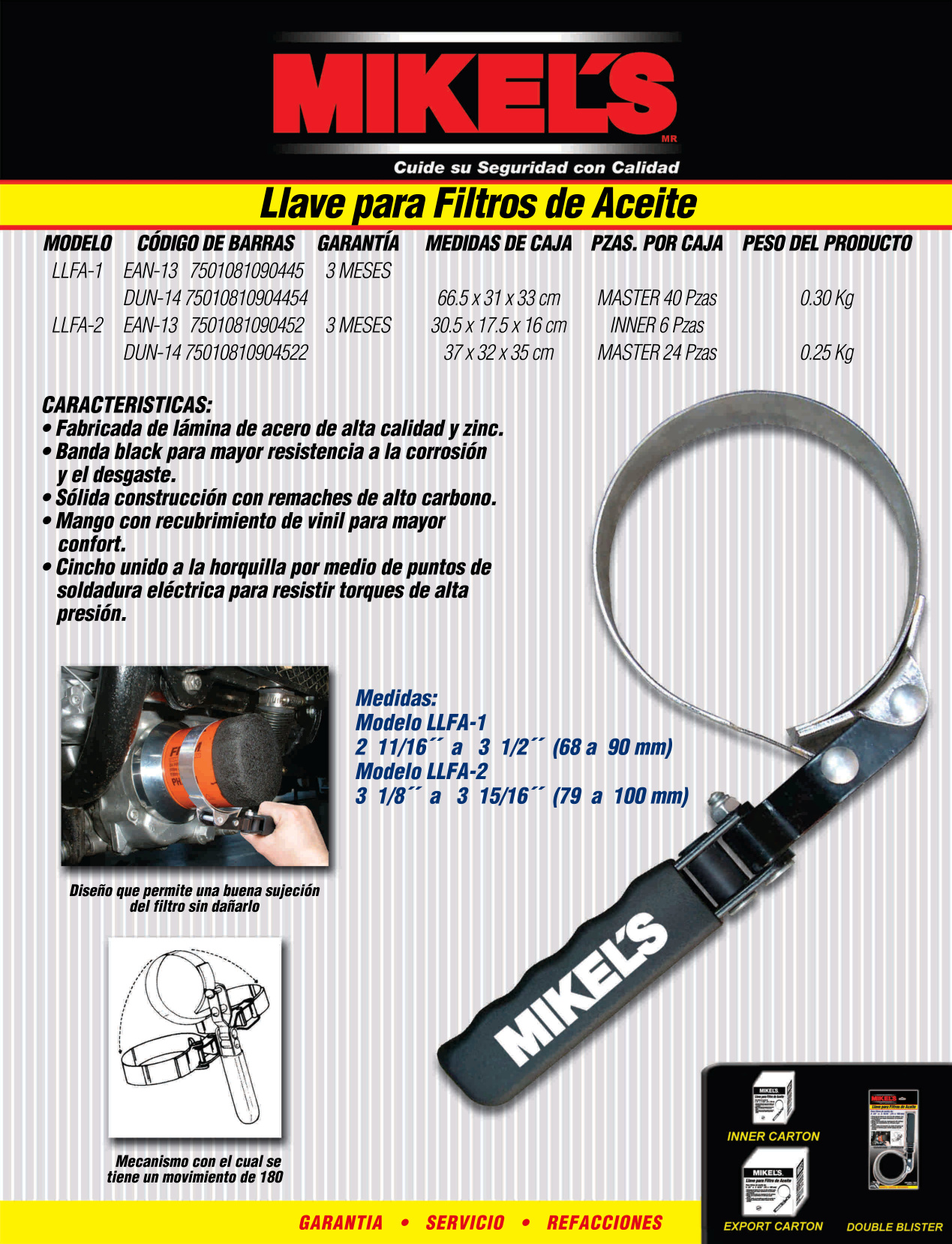 MIKELS LLFA-1 Llave para filtro aceite  2 11/16" -  3 1/2" - Imagen 4