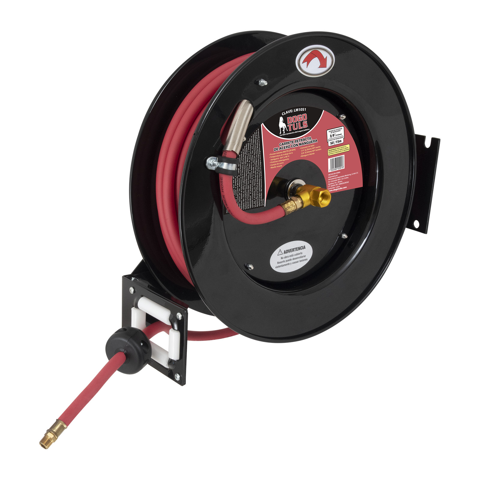 Carrete Retráctil Acero Híbrida 3/8" x 50'