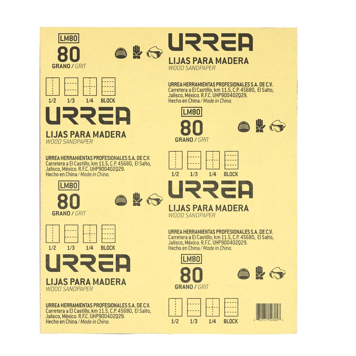 Lija de papel cabinet para madera, grano 80 Urrea - Imagen 2
