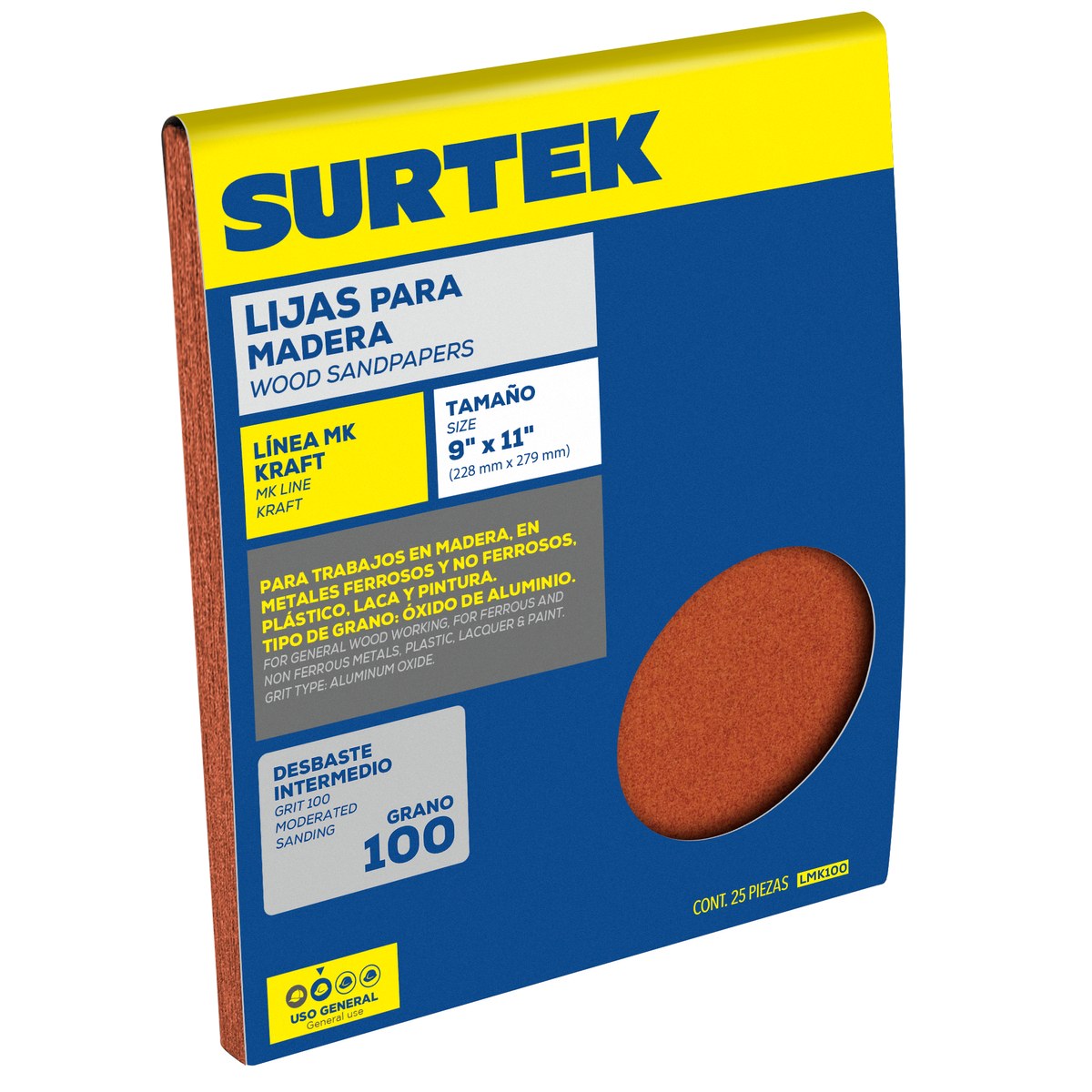 Lija panel kraft para madera, grano 100 Surtek - Imagen 2