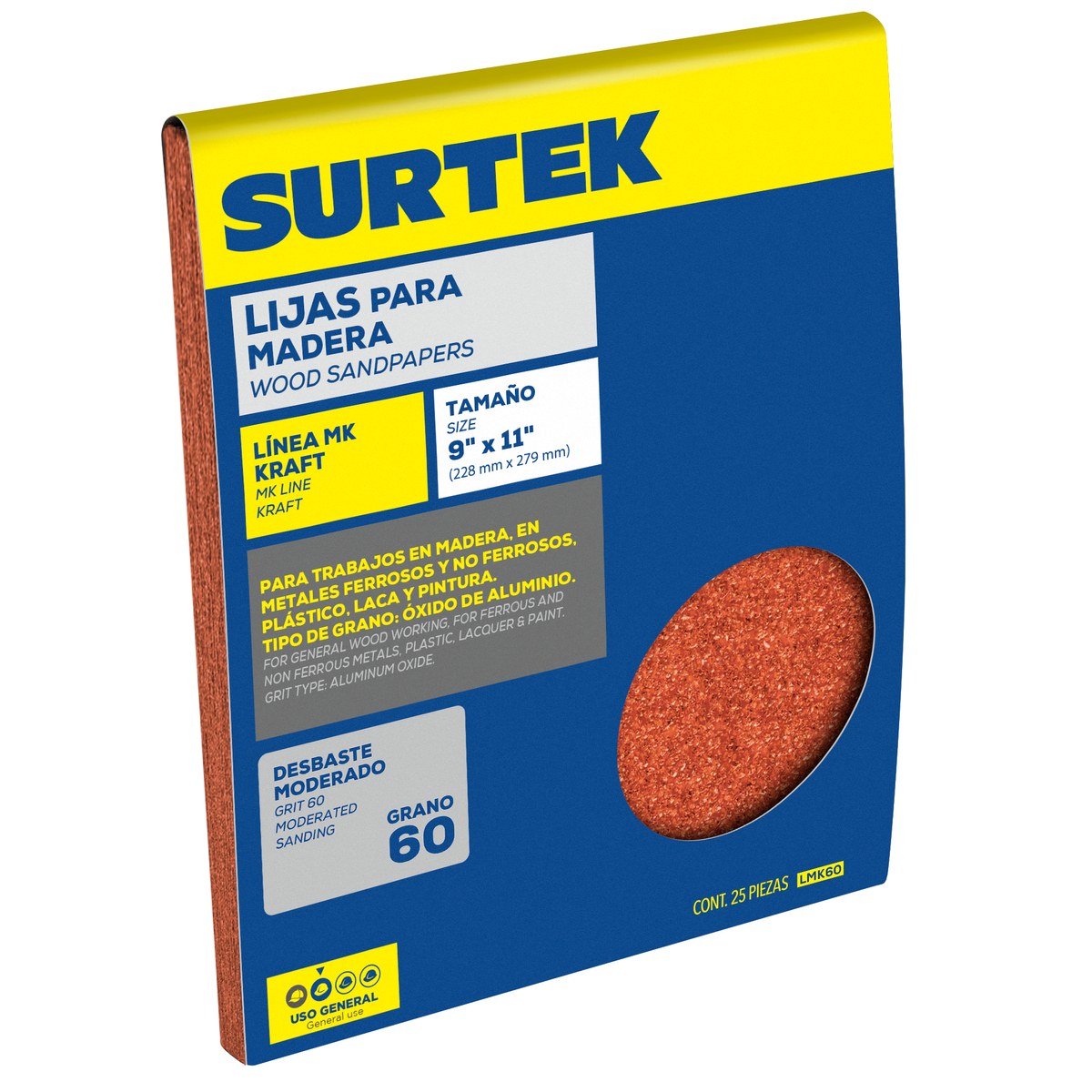 Lija panel kraft para madera, grano 60 Surtek - Imagen 2