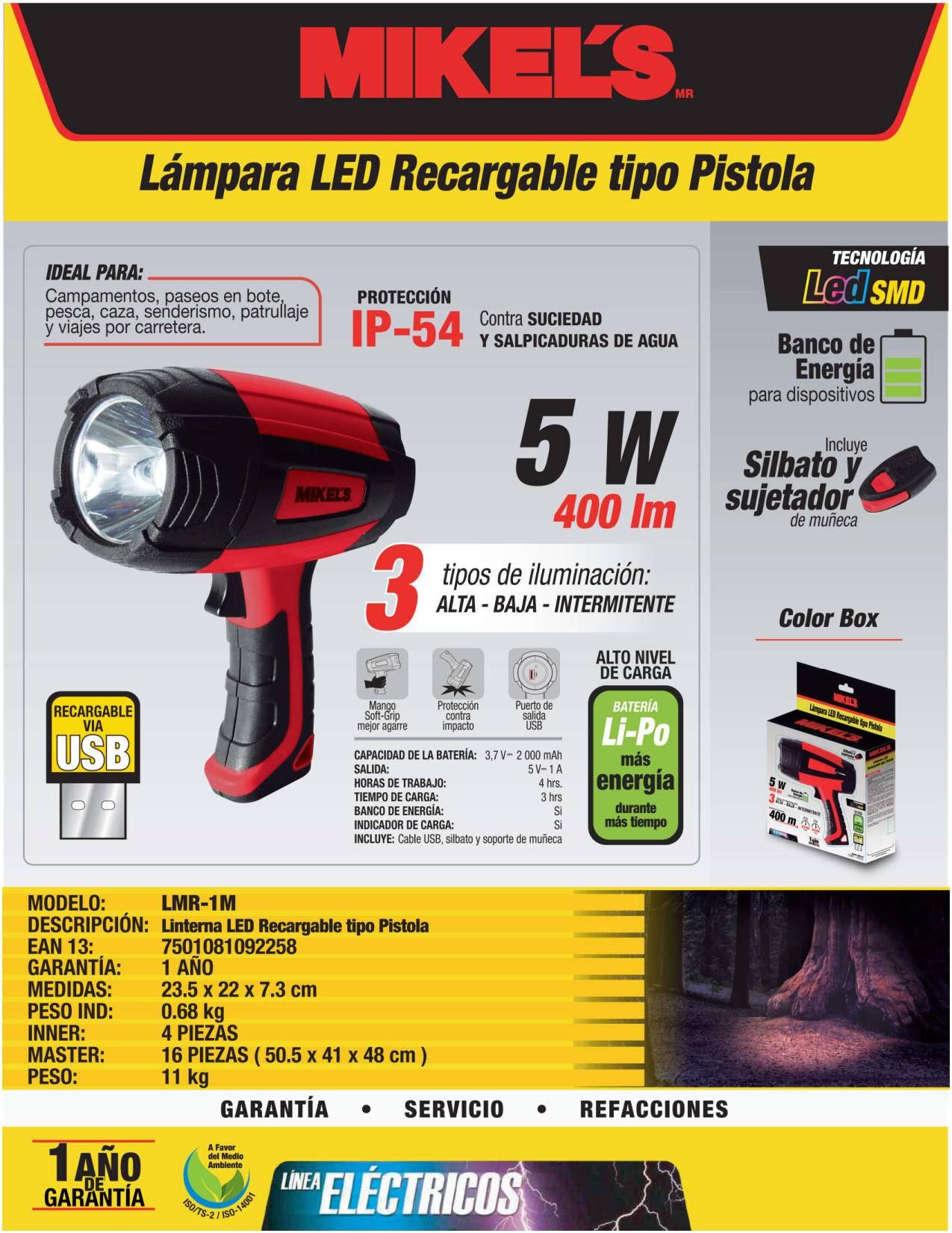 MIKELS LMR-1M Lámpara LED recargable (1 MC) - Imagen 4