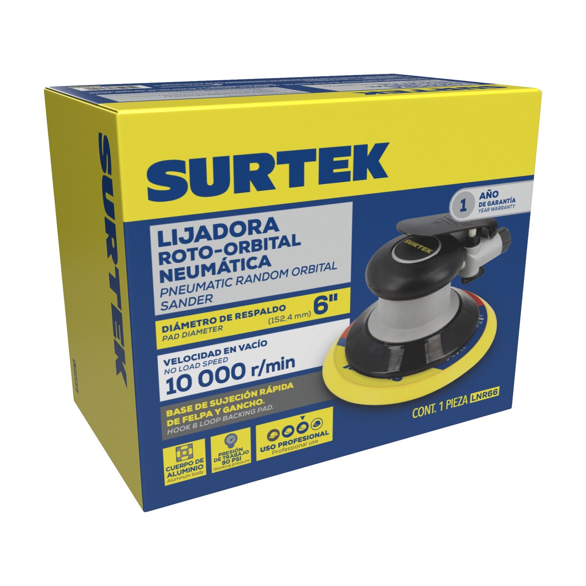 Lijadora neumática rotativa 6" 10,000 RPM, eje de 3/16" Surtek - Imagen 2
