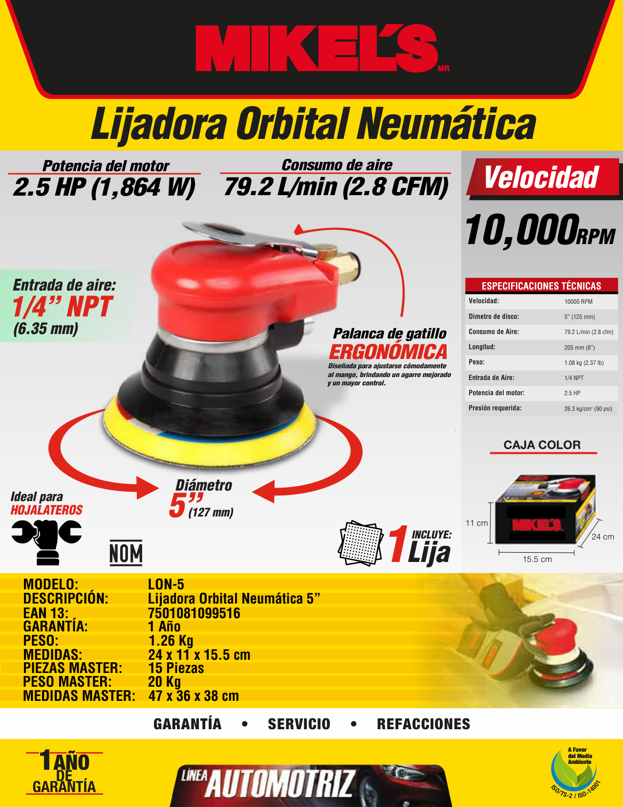 MIKELS LON-5 Lijadora orbital (5”) - Imagen 4
