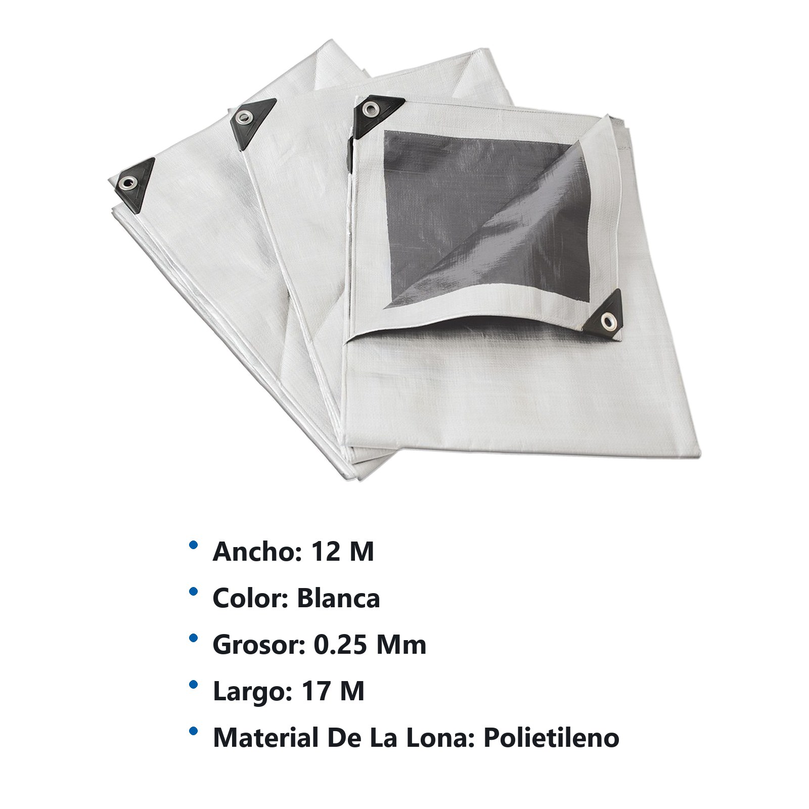 Lona de polietileno reforzada color blanco, 12 x 17 m Surtek - Imagen 2