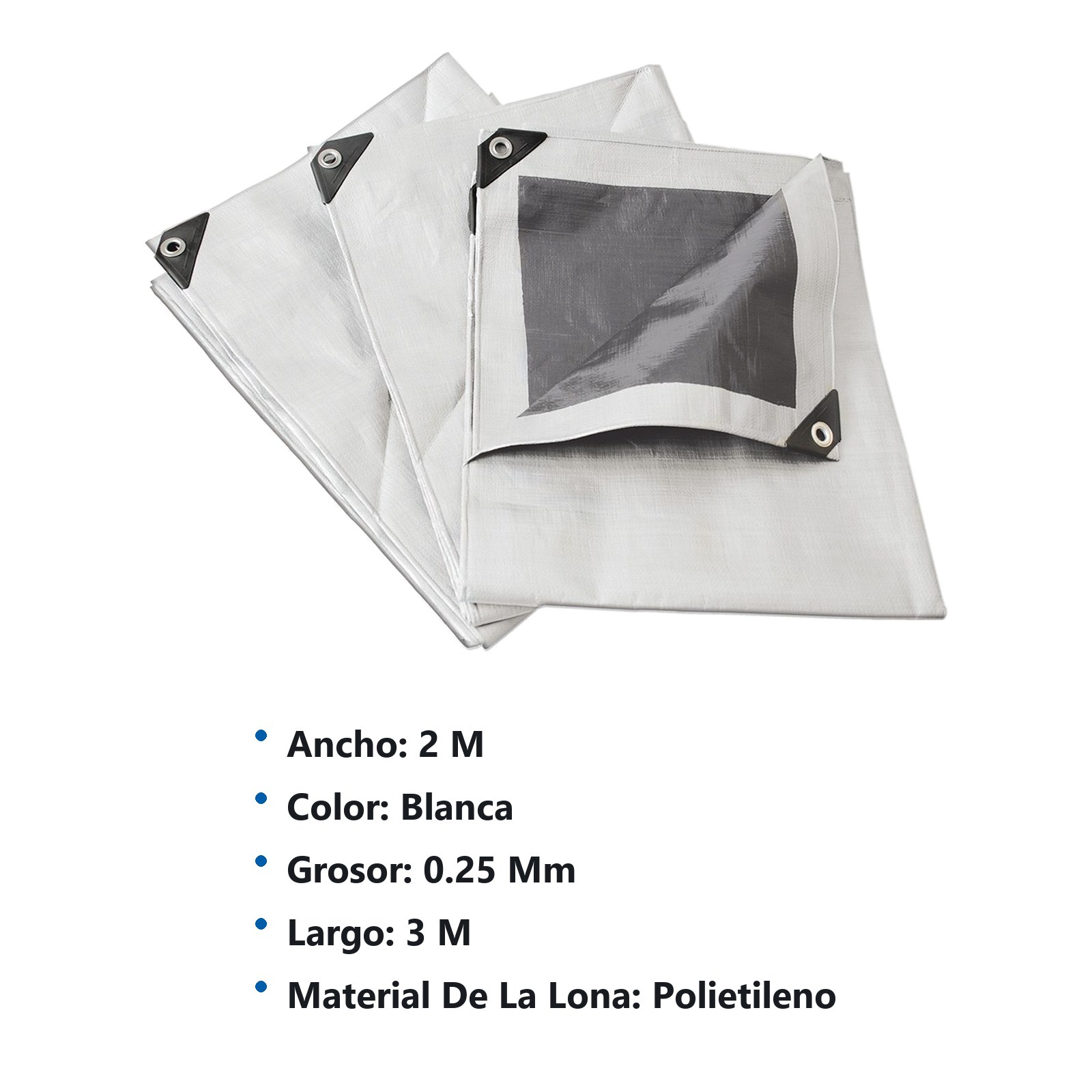 Lona de polietileno reforzada color blanco, 2 x 3 m Surtek - Imagen 2
