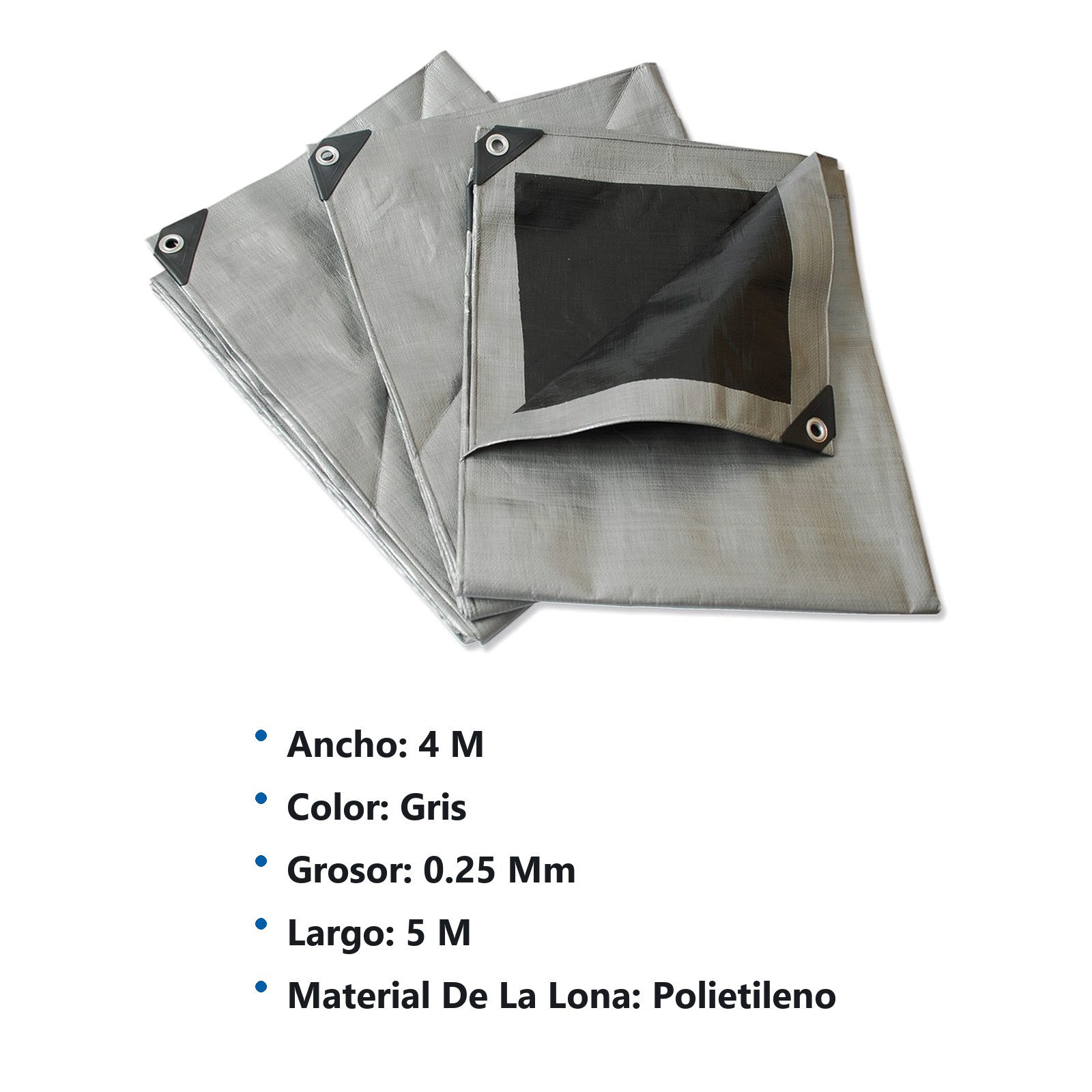 Lona de polietileno reforzada color gris, 4 x 5 m Surtek - Imagen 2