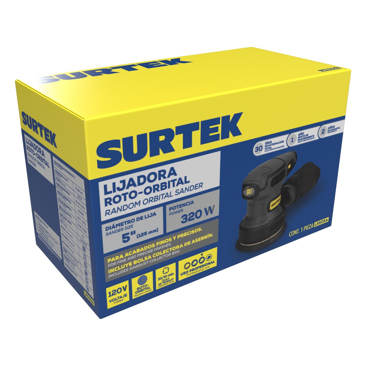 Lijadora roto orbital 5" 320 W 120 V, 13000 RPM Surtek - Imagen 2
