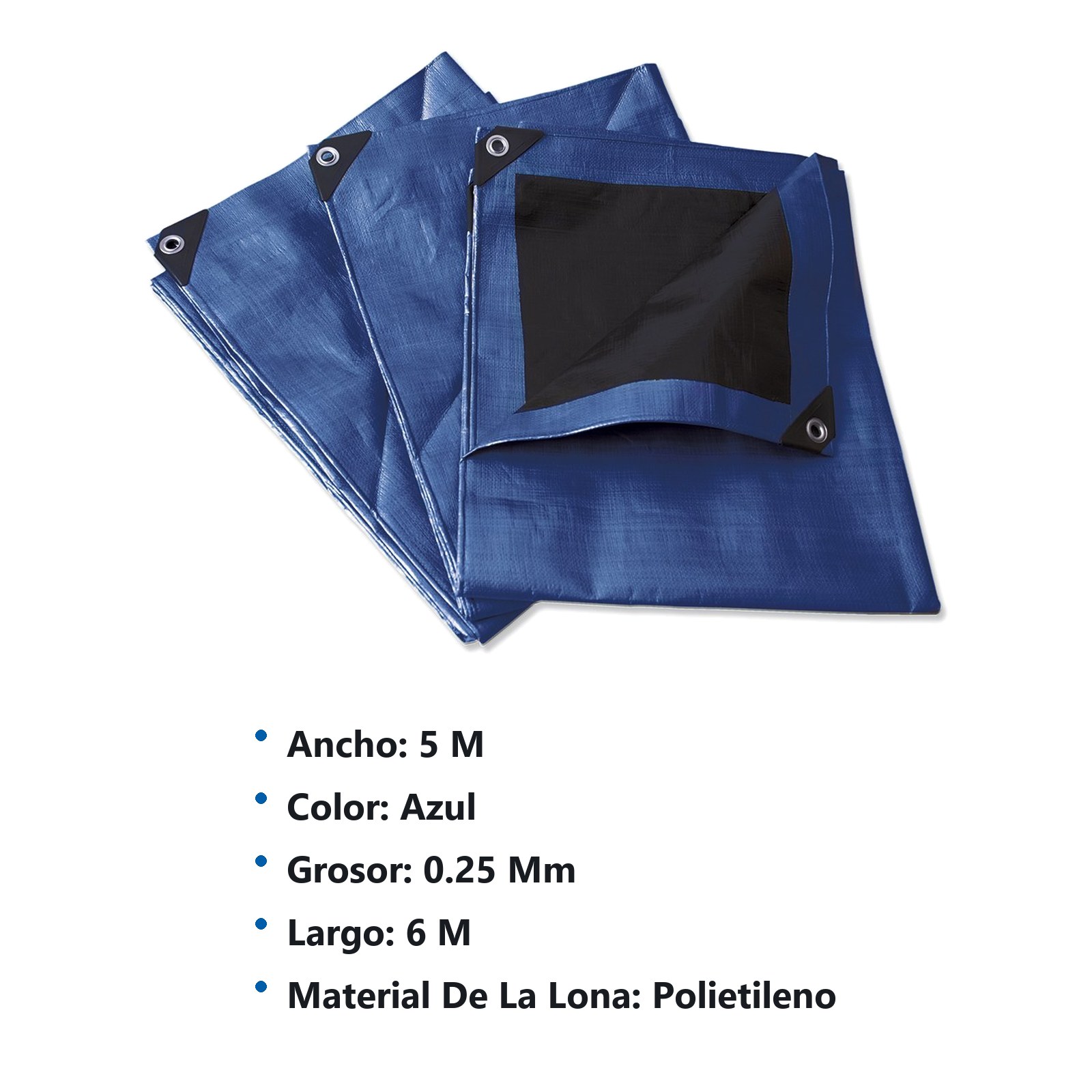 Lona de polietileno reforzada color azul, 5 x 6 m Surtek - Imagen 2