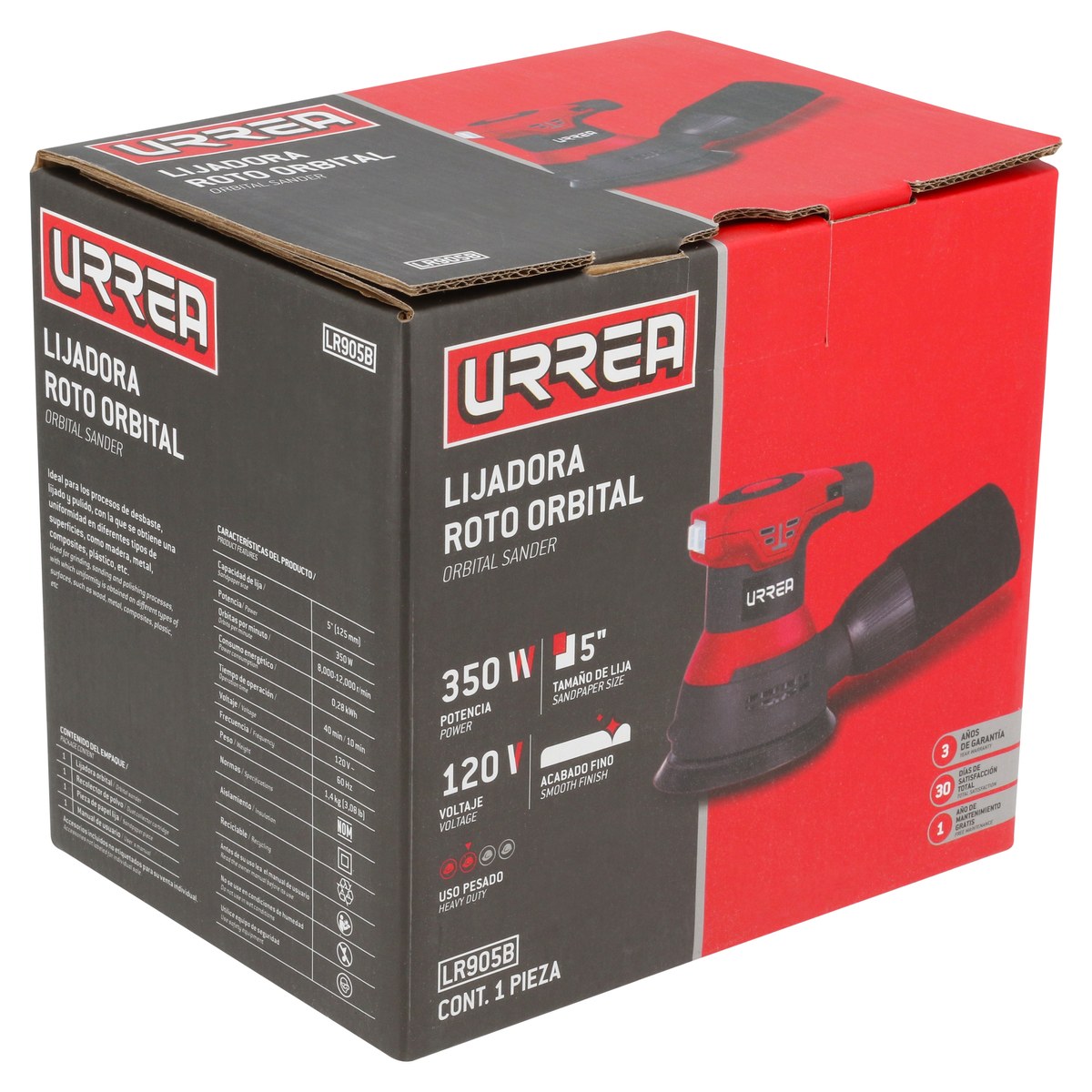 Lijadora roto orbital 5" 350 W 120 V, 12000 RPM Urrea - Imagen 2