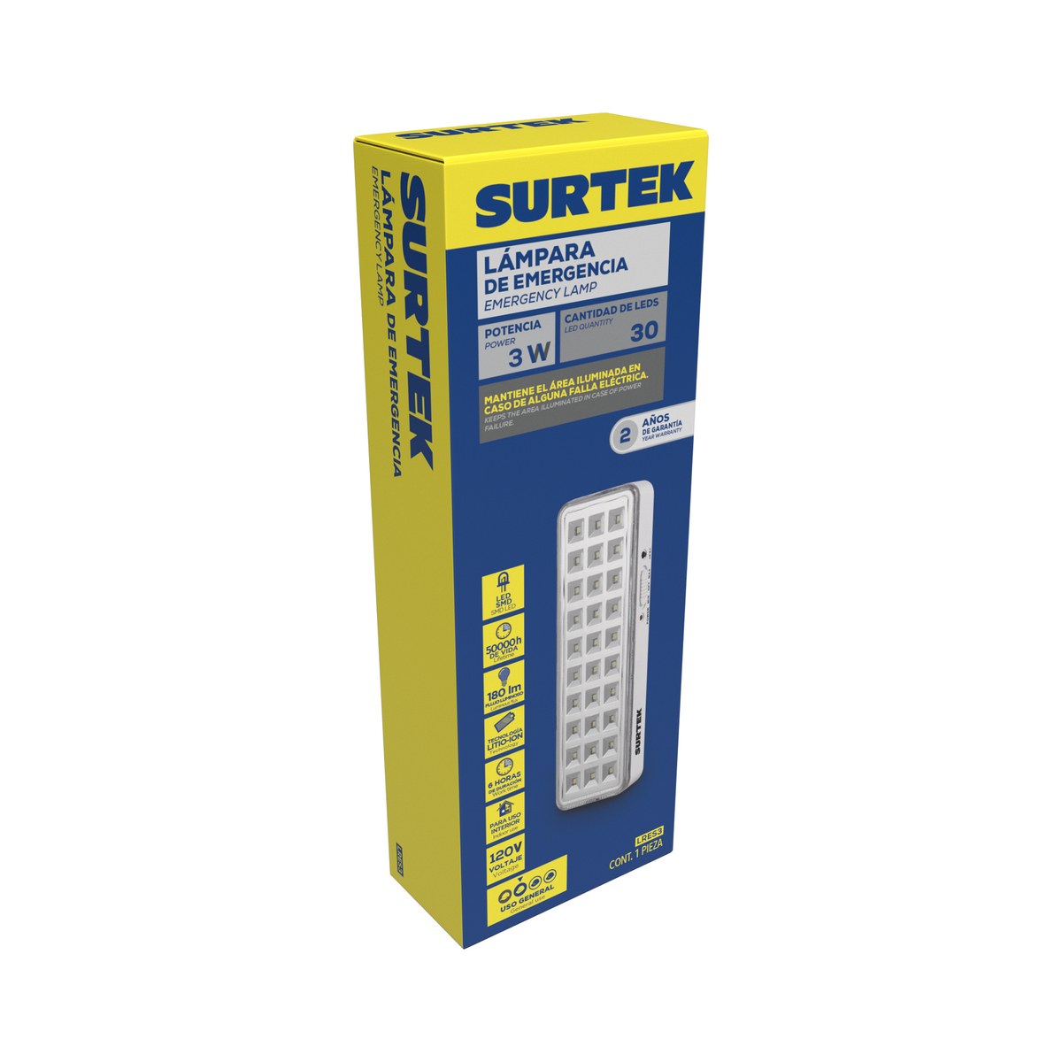 Lámpara de LED para emergencia recargable de 320 lm Surtek - Imagen 2