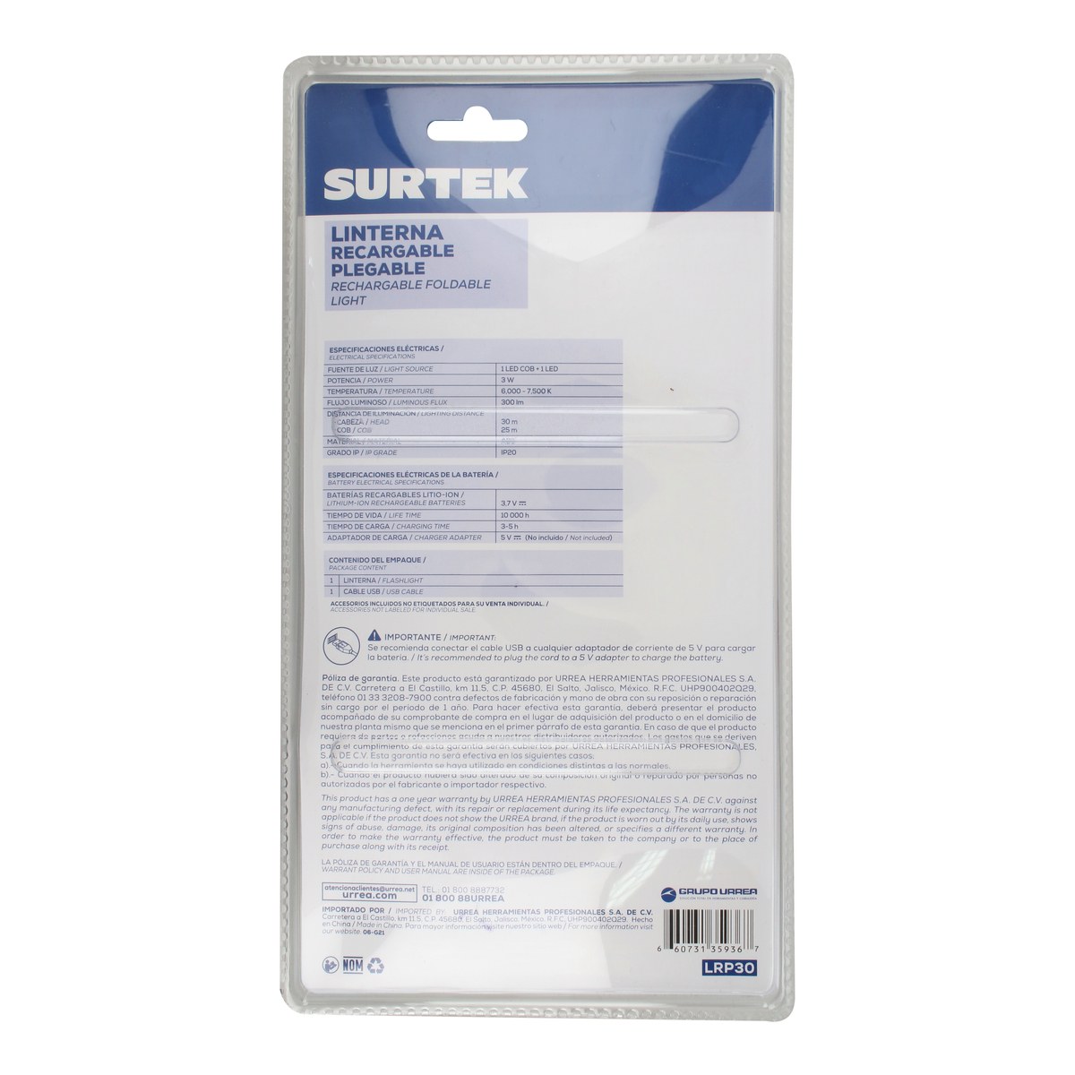 Linterna de LED para taller plegable recargable 300 lm Surtek - Imagen 4